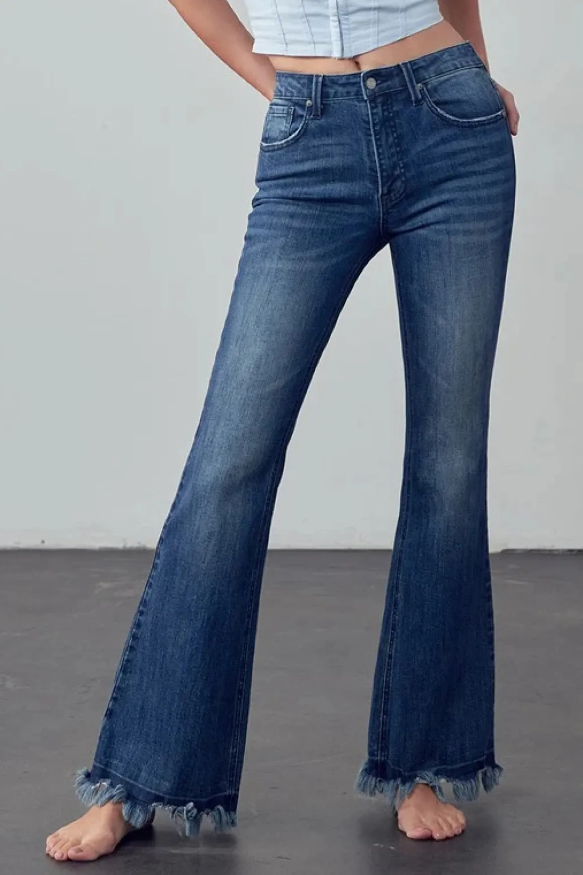 Frayed Hem Flare Jeans *Online Only*