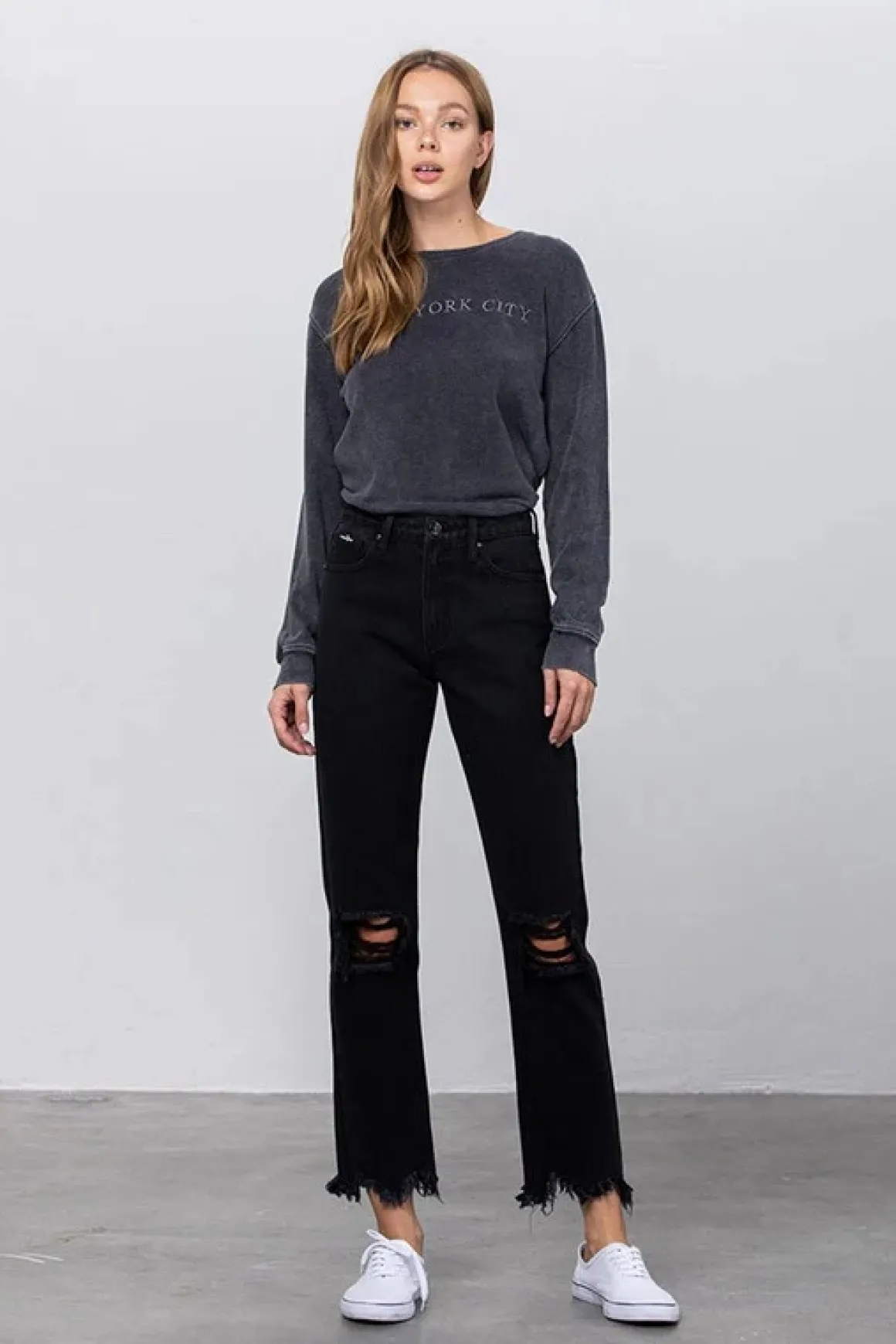 Frayed Straight Leg Jeans *Online Only*