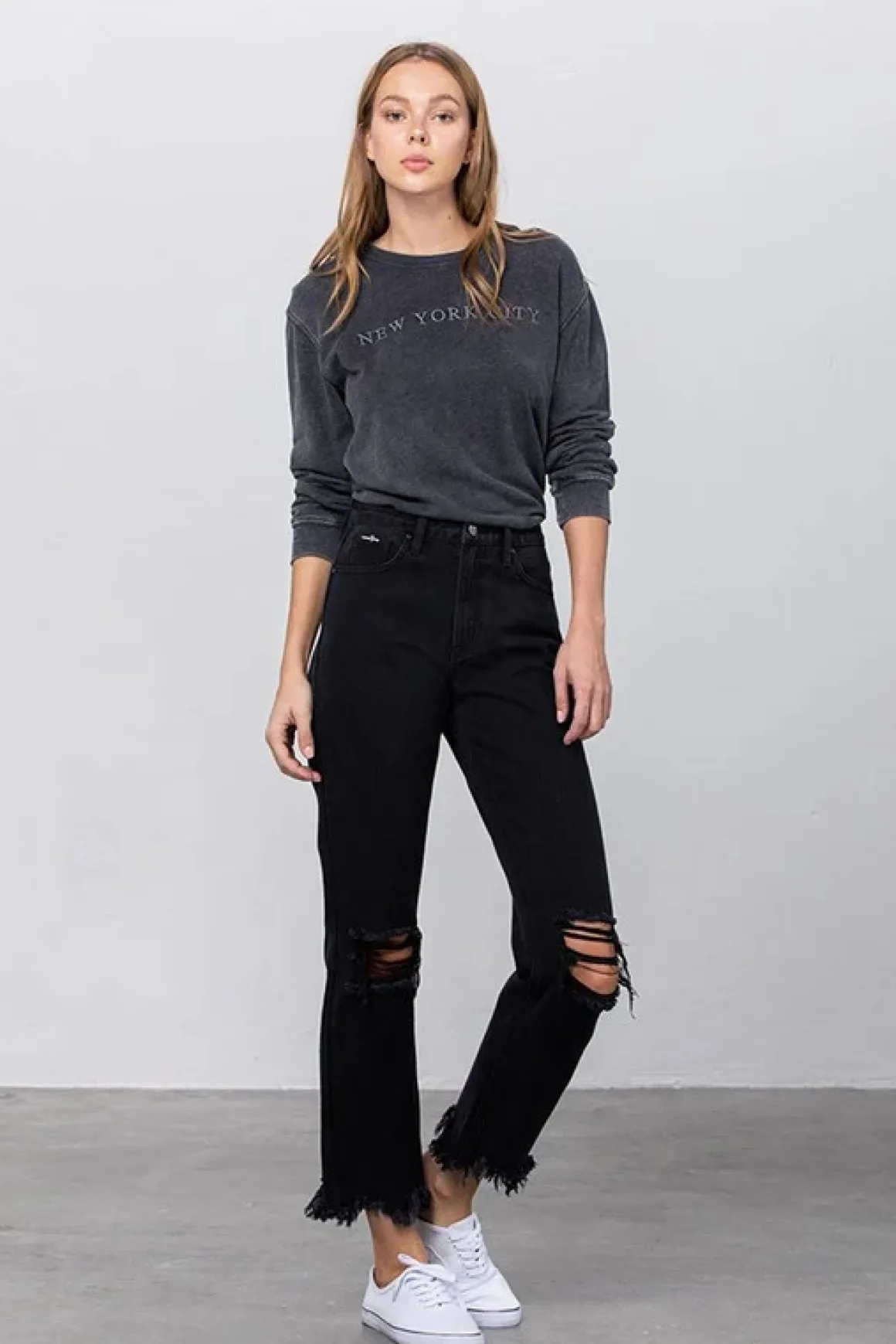 Frayed Straight Leg Jeans *Online Only*