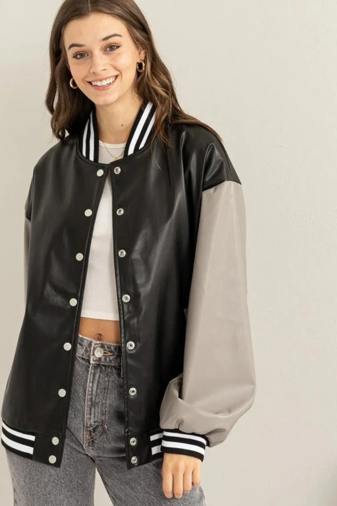 Game On PU Colorblock Baseball Jacket *Online Only*