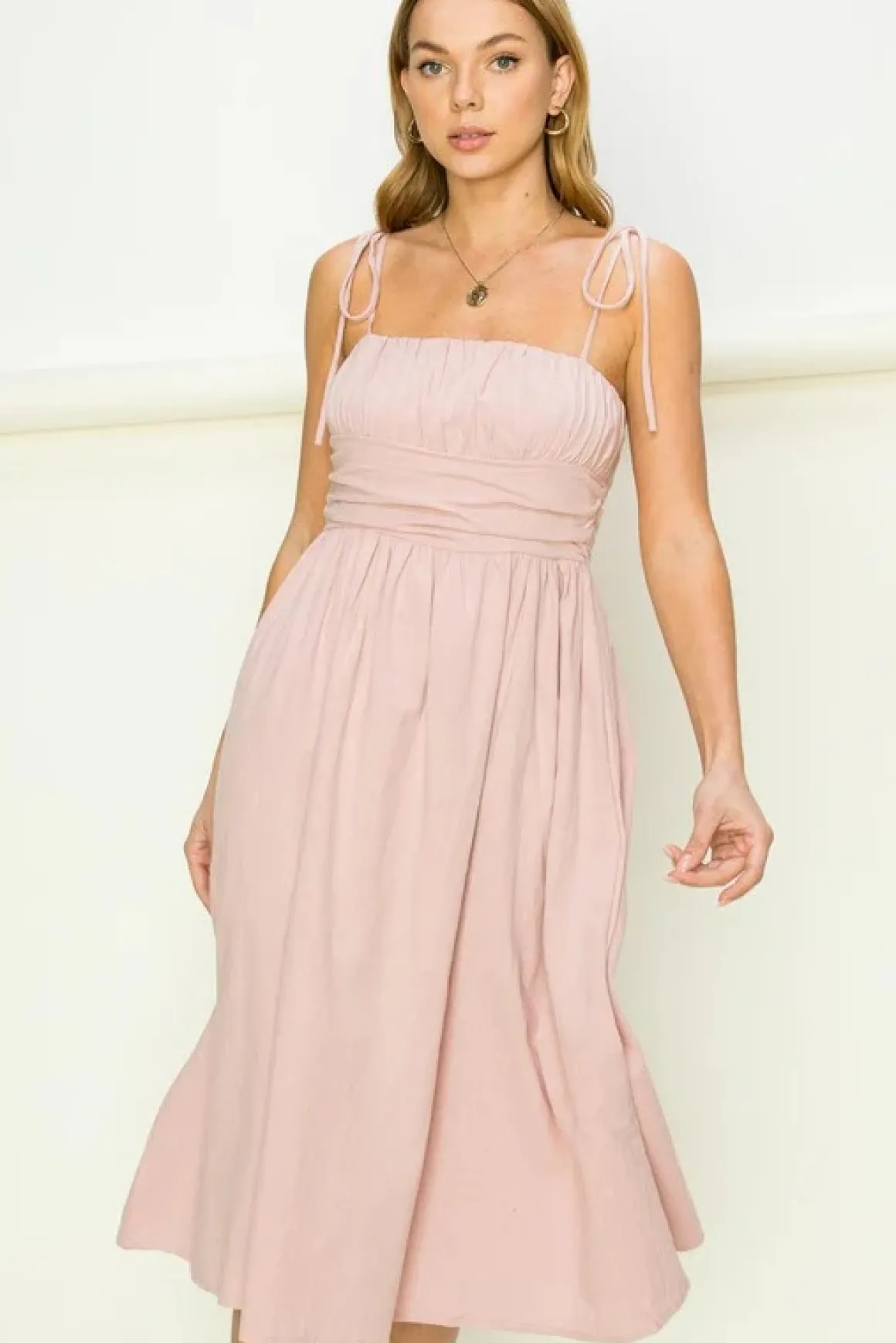 Get a Clue Tie-Strap Midi Dress *Online Only*