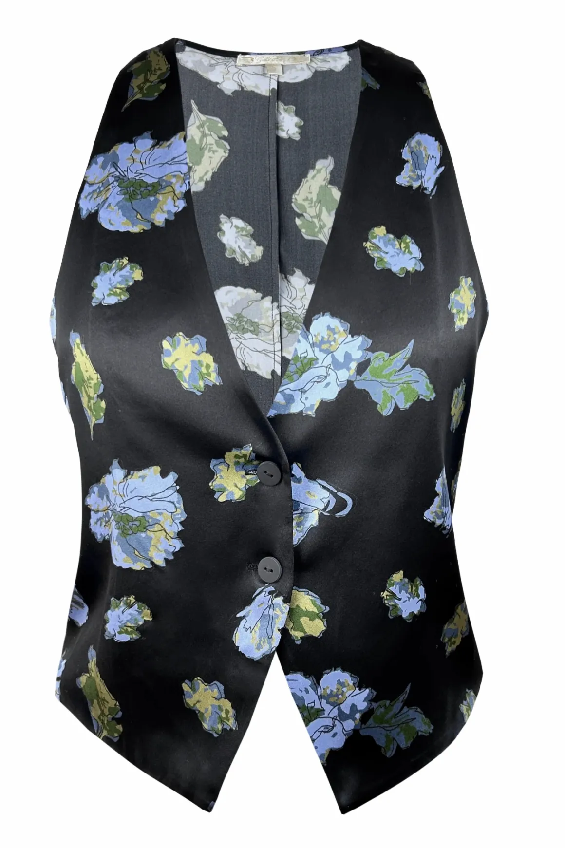 Gold Hawk Silk Floral Vest