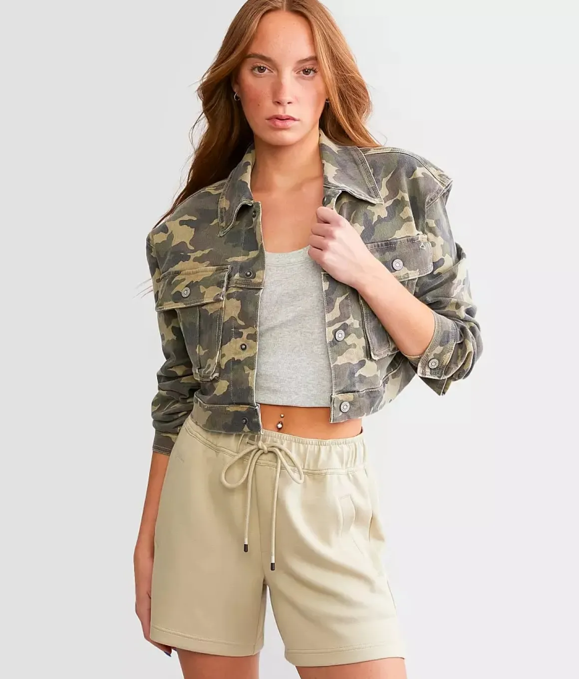 Hidden Cropped Cargo Jacket