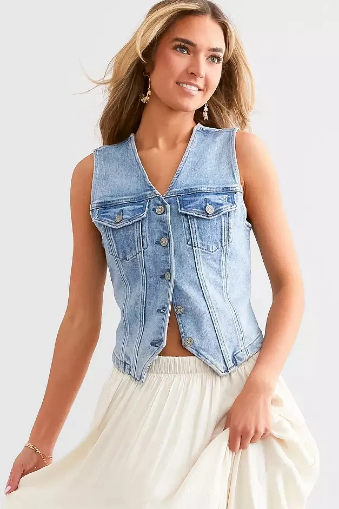 Hidden Fitted Denim Vest