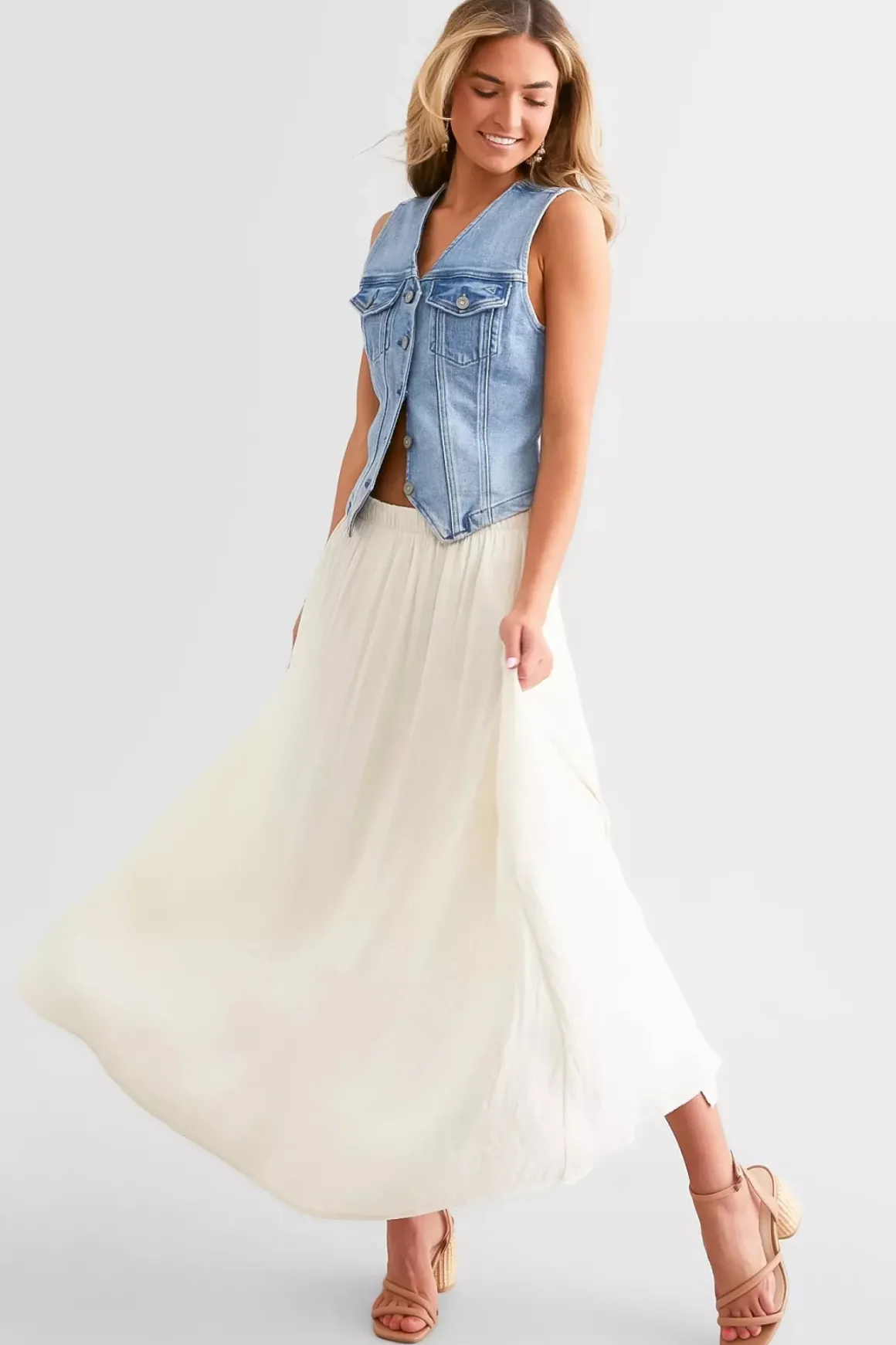 Hidden Fitted Denim Vest