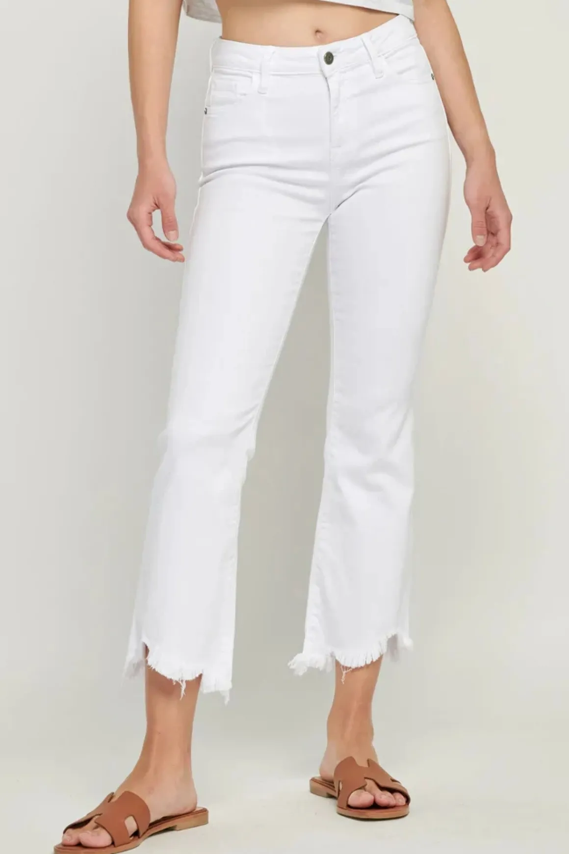 Hidden Happi Crop Flare Frayed Hem Jeans