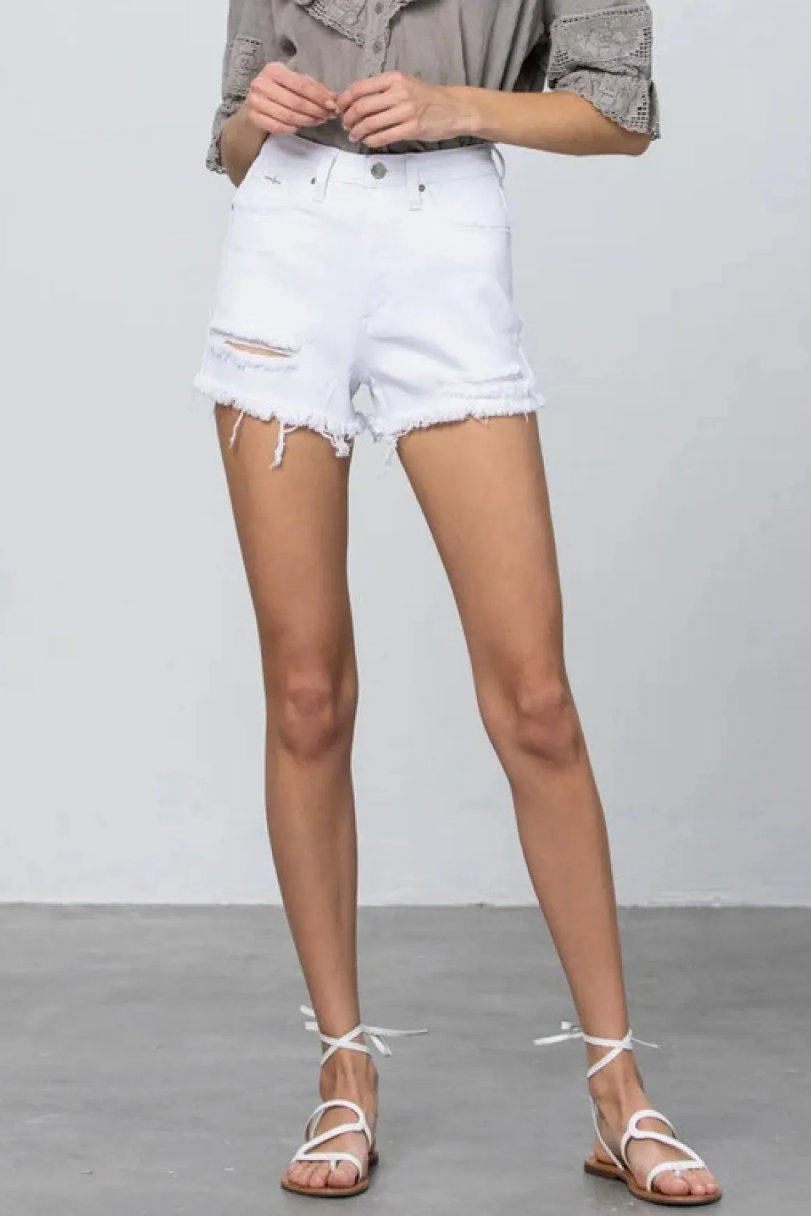 High Rise Denim White Shorts *Online Only*