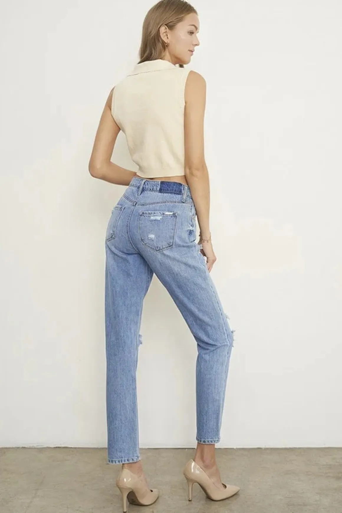 high_rise_distressed_girl_4.webp High Rise Distressed Girlfriend Jeans *Online Only*