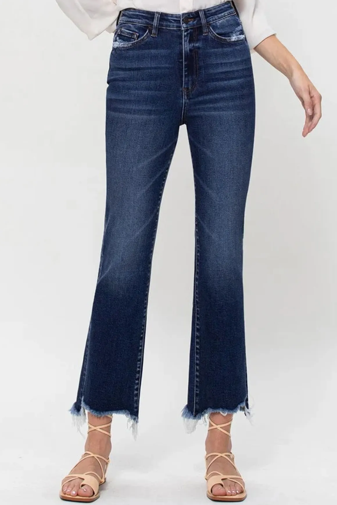 High Rise Distressed Hem Kick Flare Jeans *Online Only*