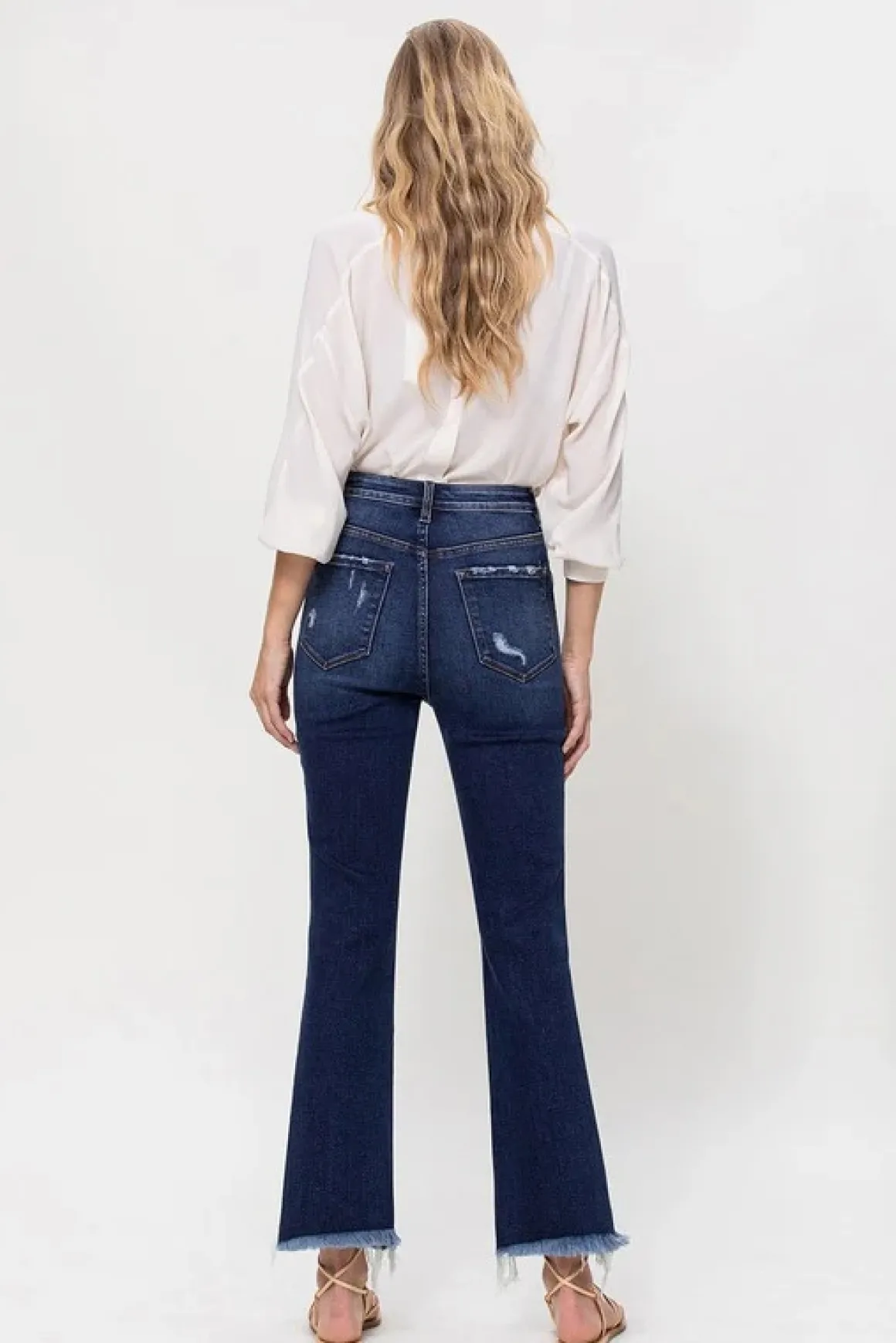 high_rise_distressed_hem__4.webp High Rise Distressed Hem Kick Flare Jeans *Online Only*