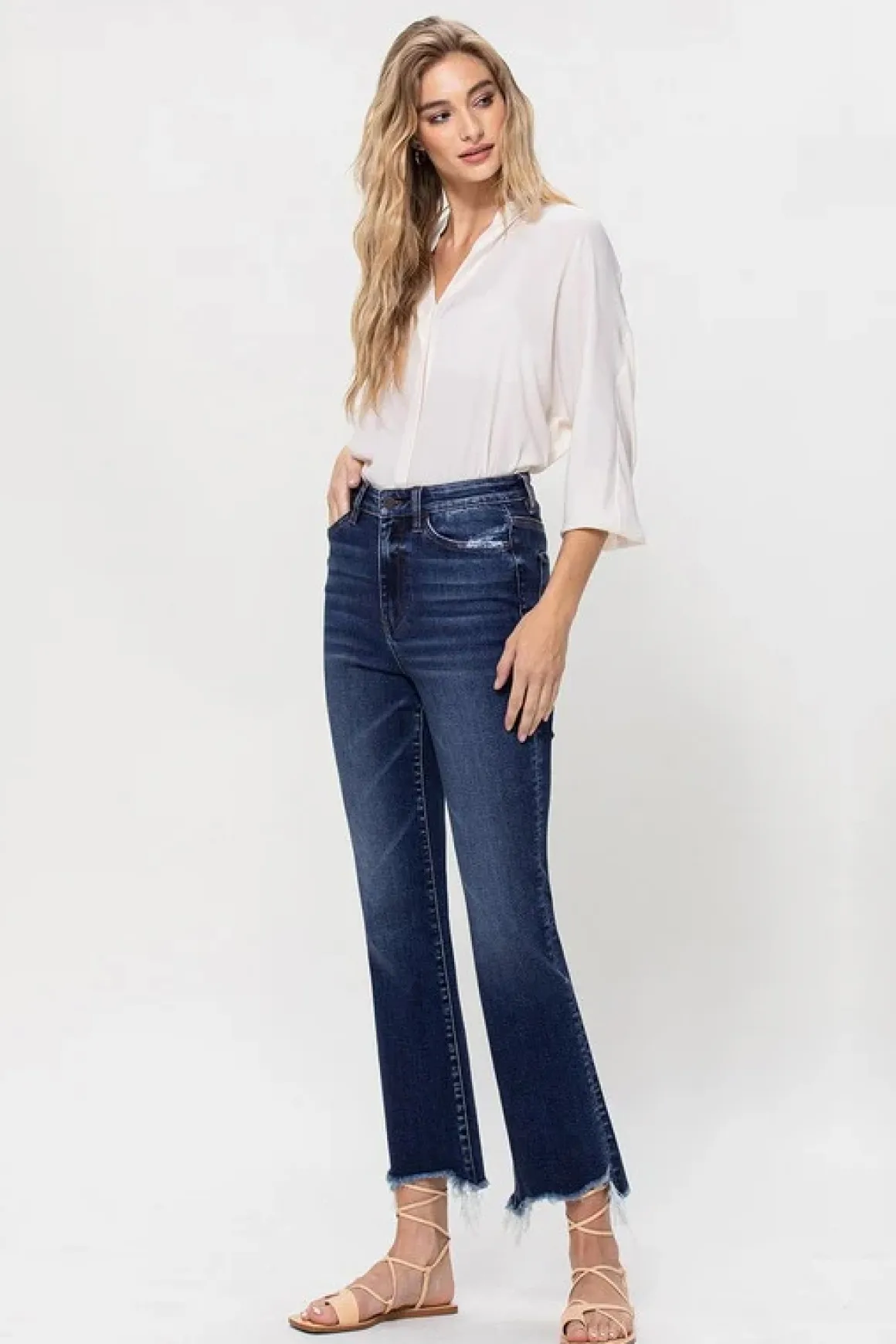 high_rise_distressed_hem__9.webp High Rise Distressed Hem Kick Flare Jeans *Online Only*