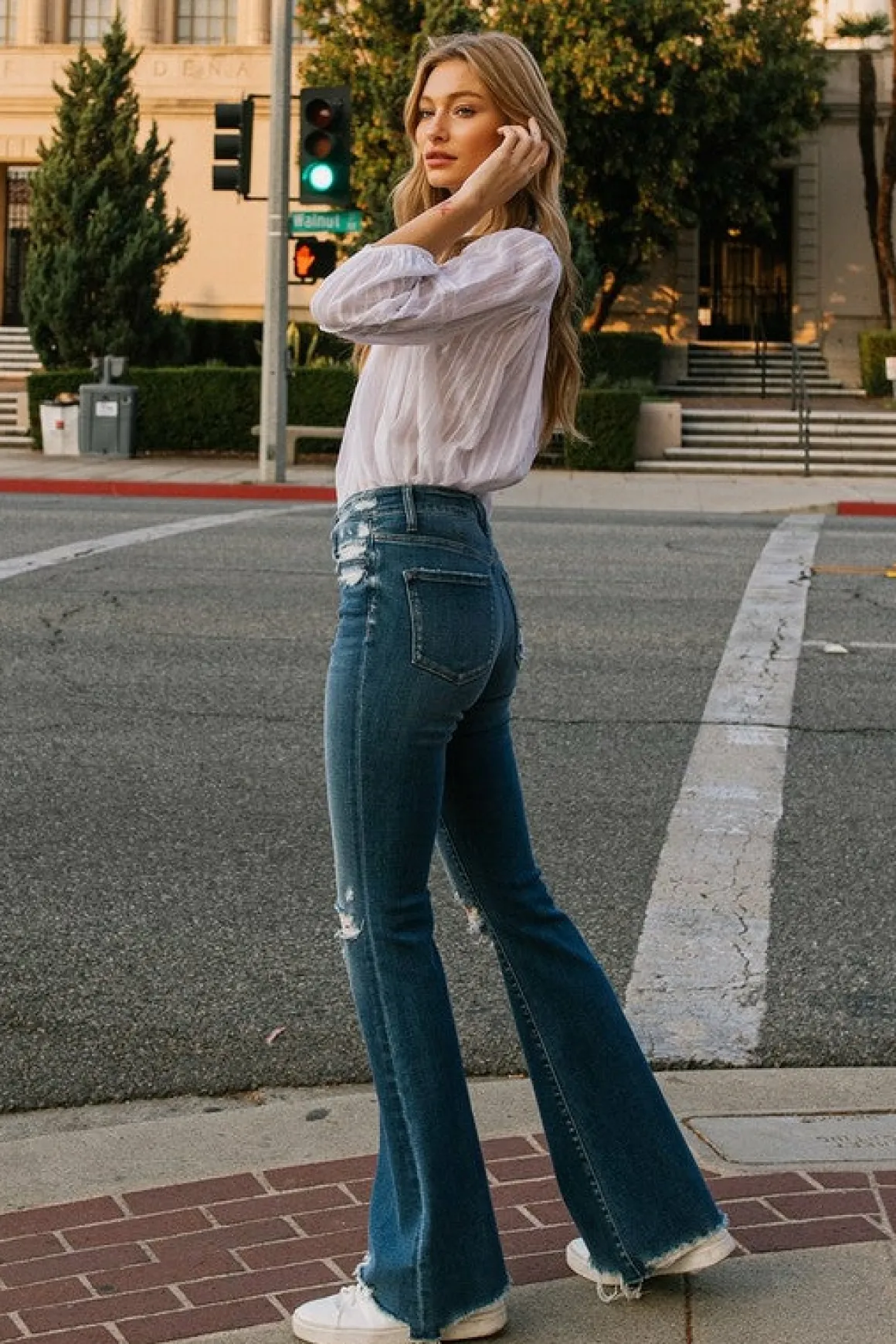 High Rise Distressed Raw hem Flare  *Online Only*