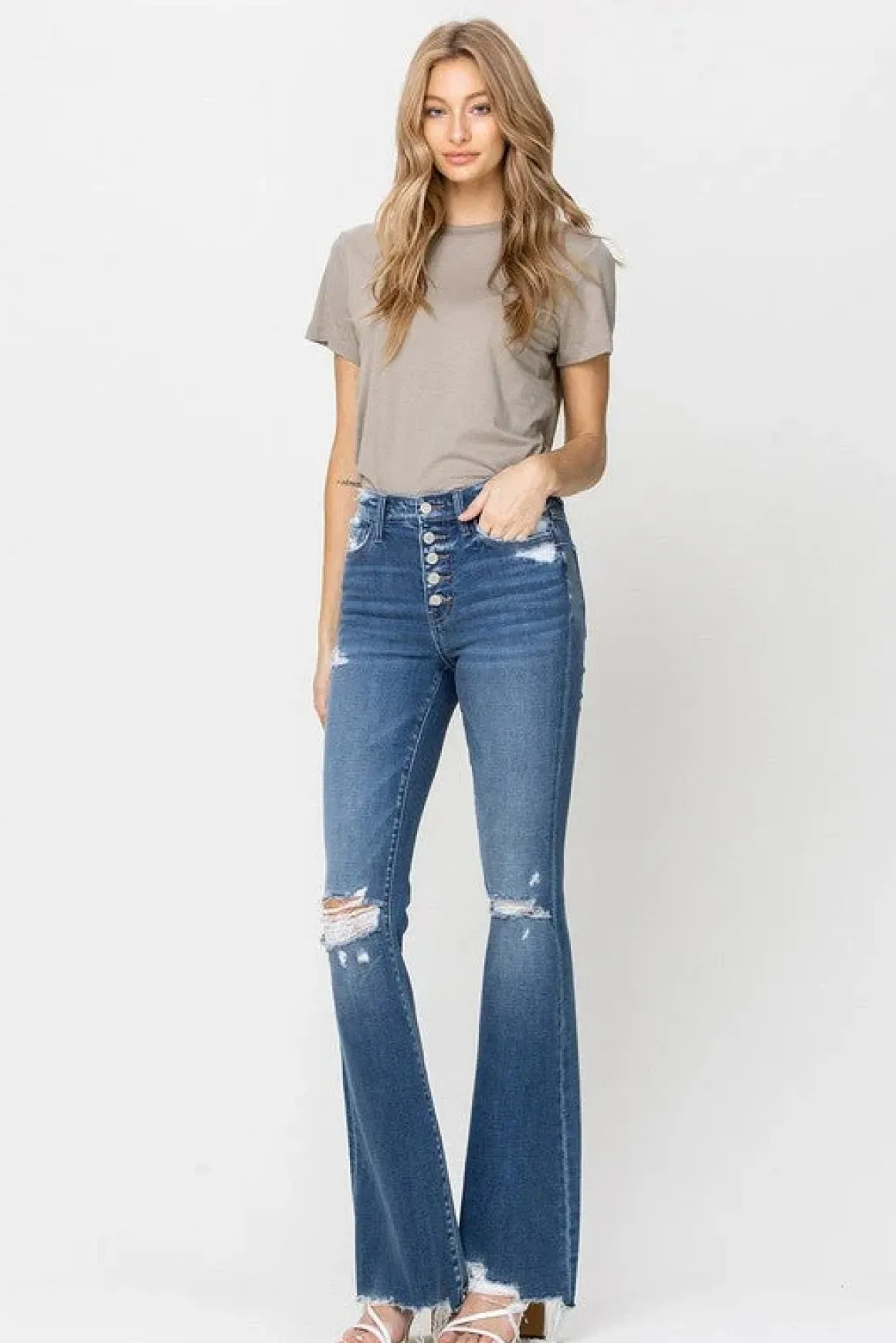 high_rise_distressed_raw__10.webp High Rise Distressed Raw hem Flare *Online Only*