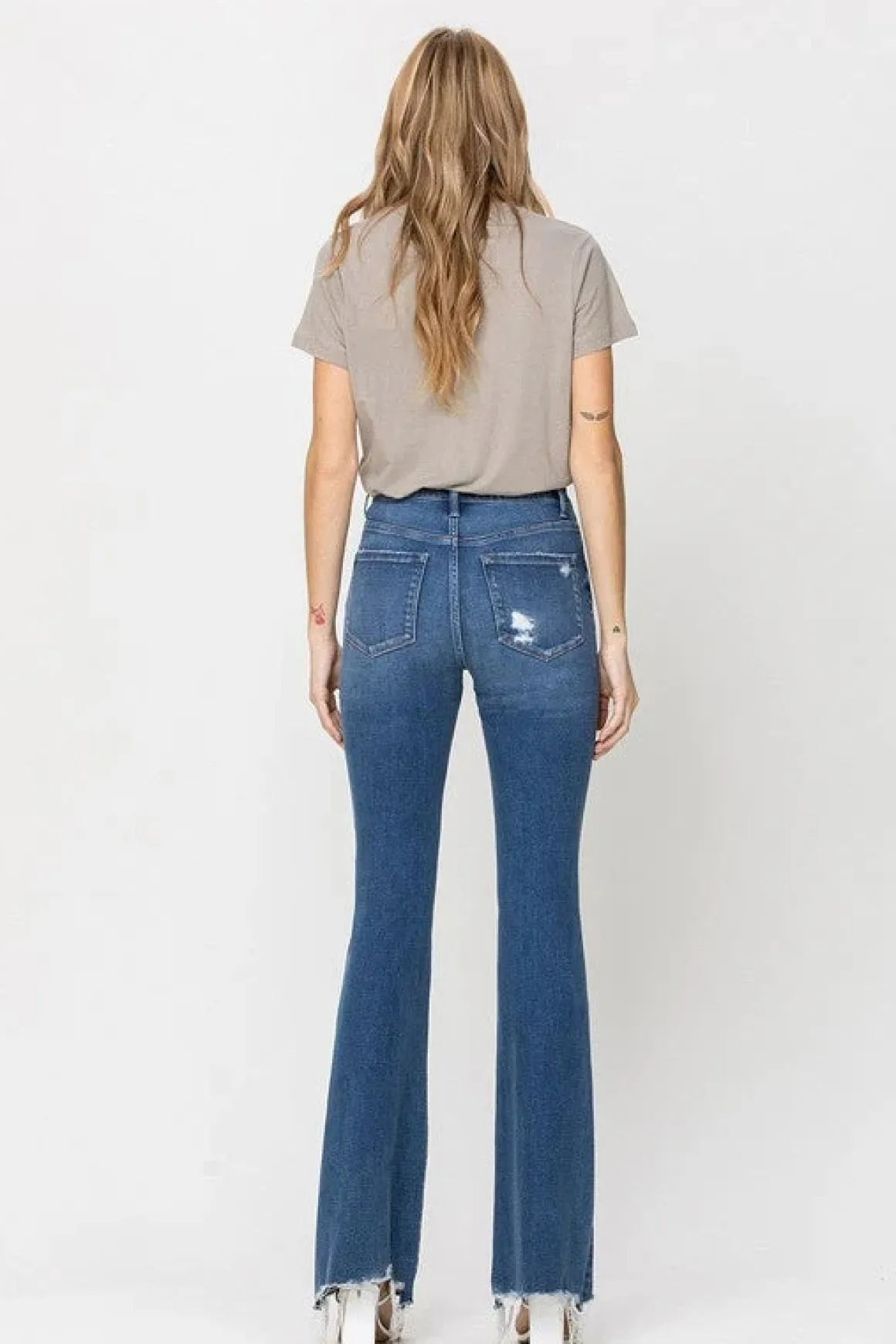 high_rise_distressed_raw__11.webp High Rise Distressed Raw hem Flare *Online Only*