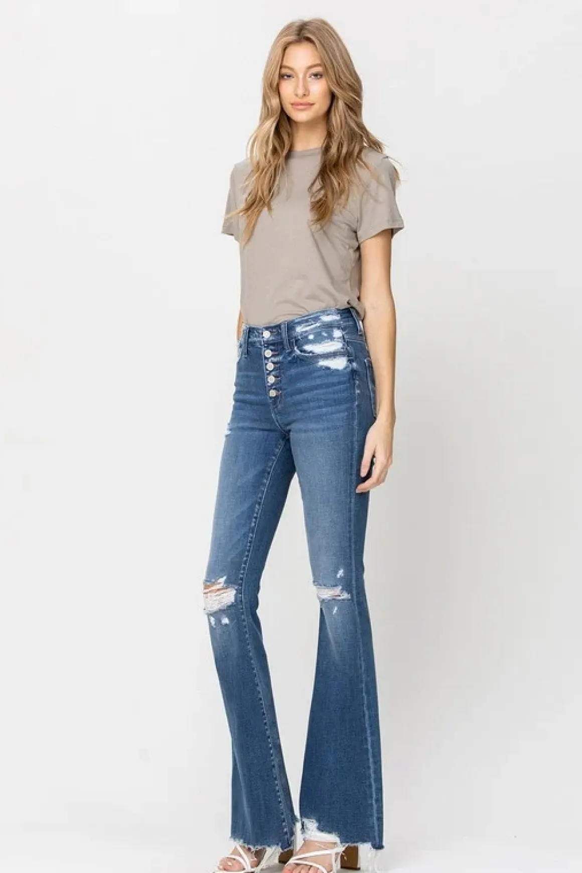 high_rise_distressed_raw__5.webp High Rise Distressed Raw hem Flare *Online Only*