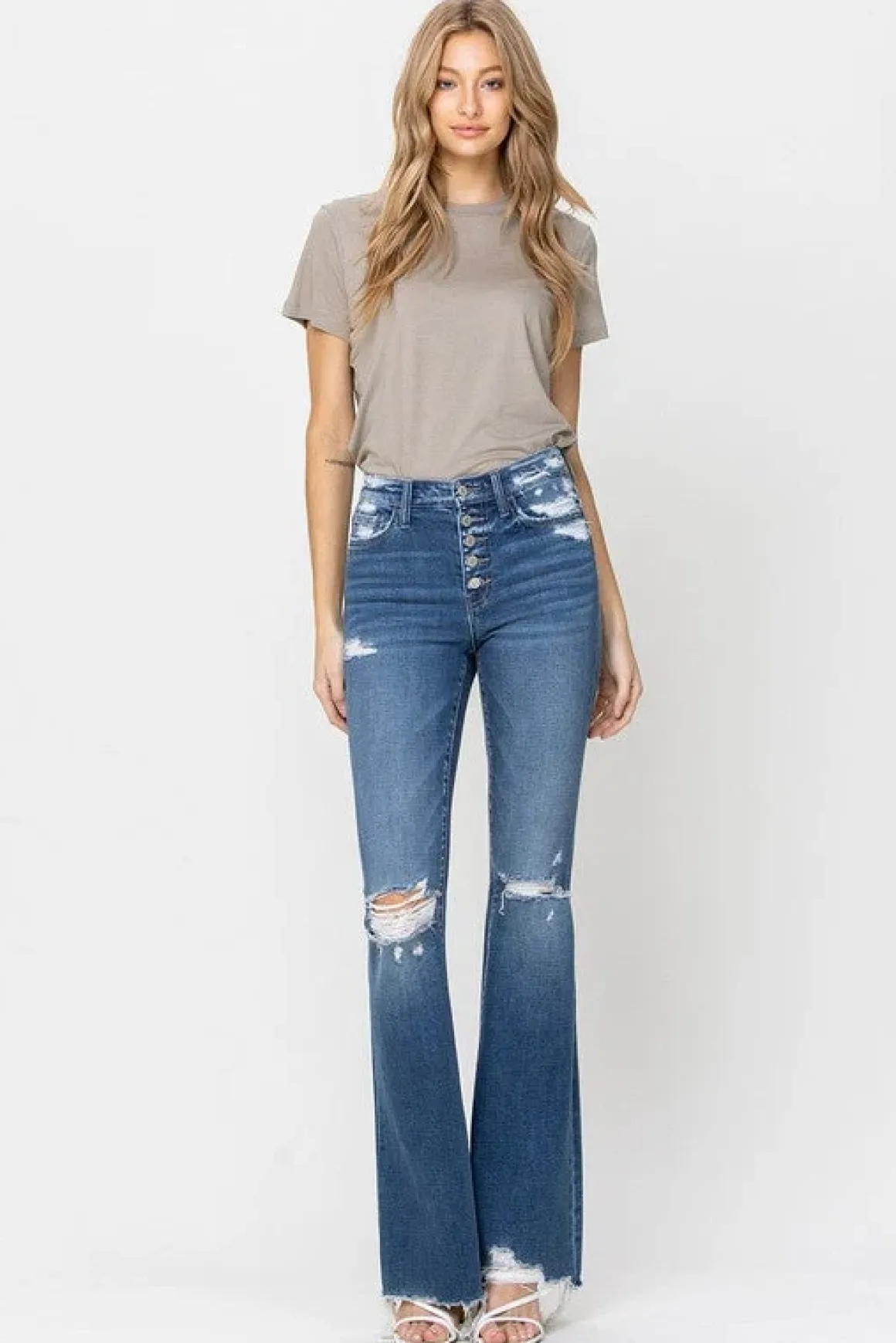 high_rise_distressed_raw__6.webp High Rise Distressed Raw hem Flare *Online Only*