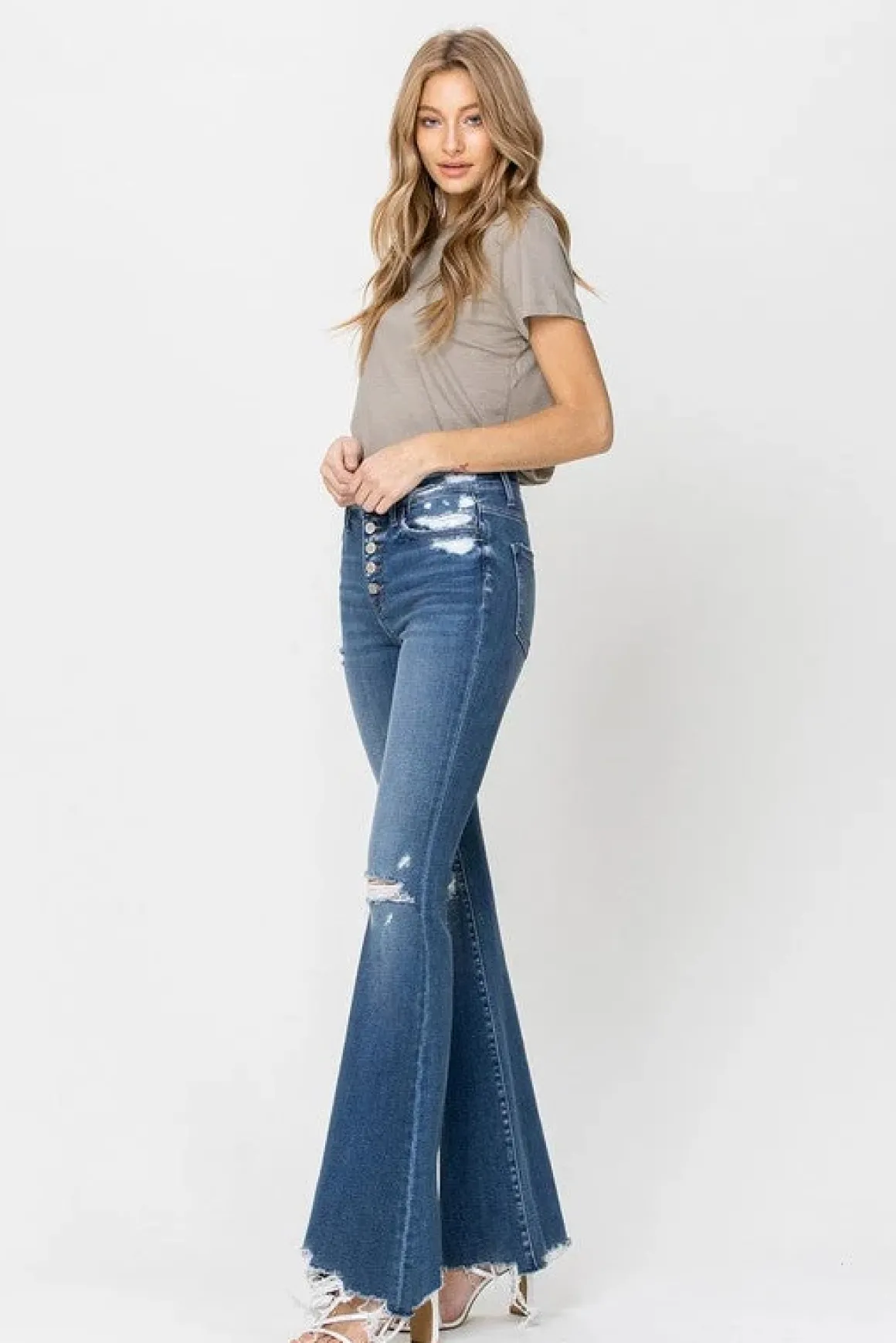 high_rise_distressed_raw__9.webp High Rise Distressed Raw hem Flare *Online Only*