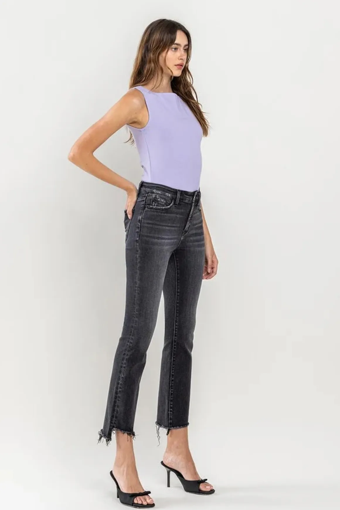 high_rise_raw_hem_crop_fl_9.webp High Rise Raw Hem Crop Flare Jeans *Online Only*