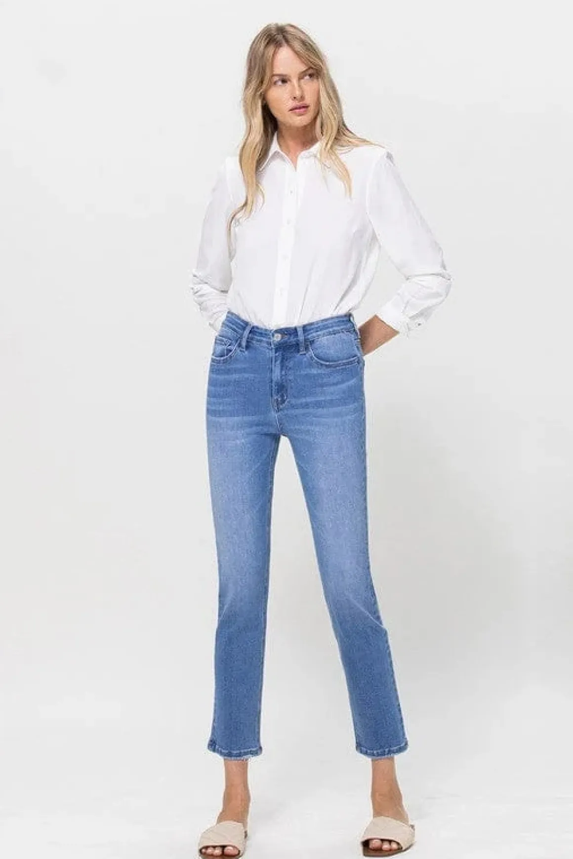 High Rise Stretch Crop Slim Straight *Online Only*