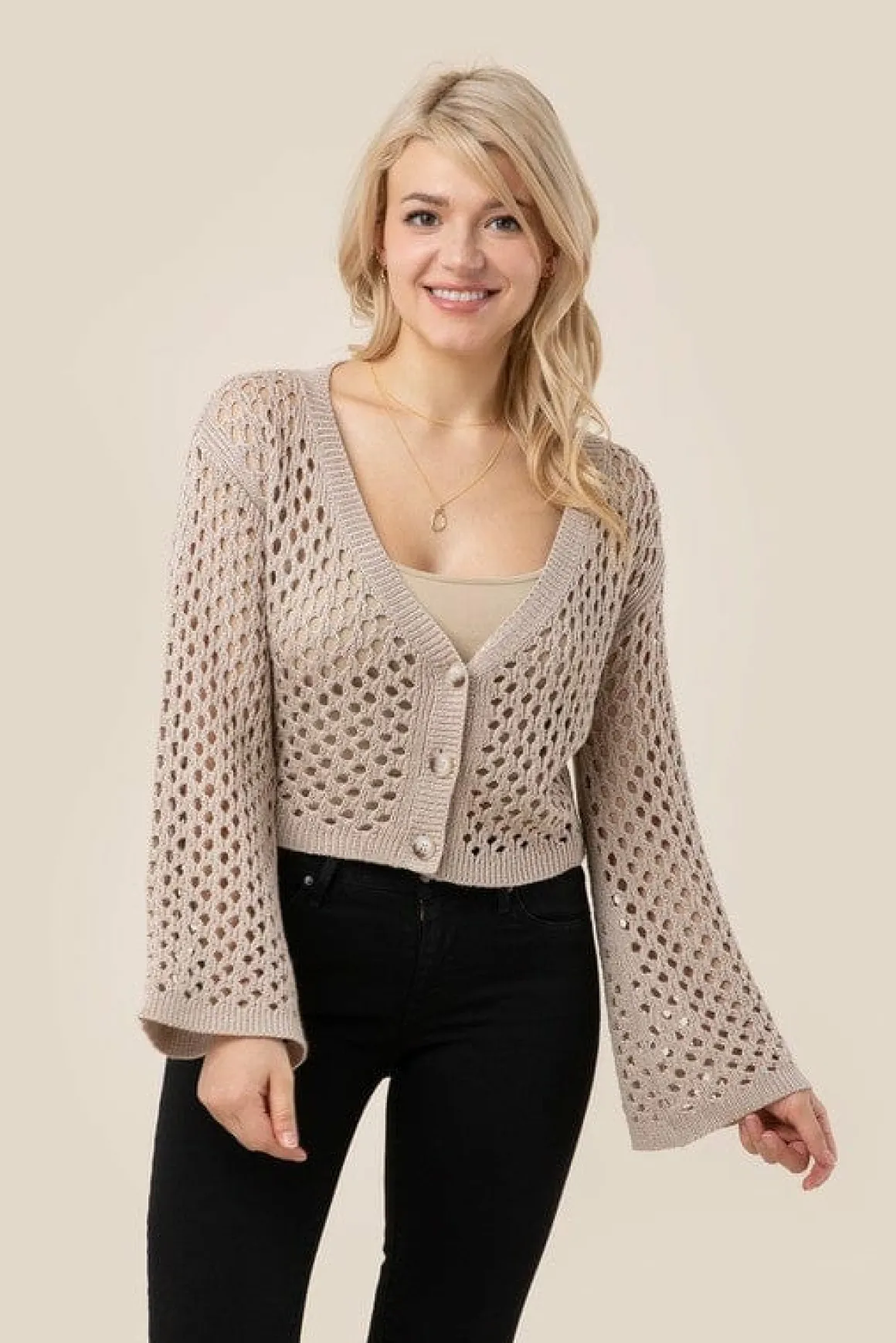 Hole-knit cardigan *Online Only*