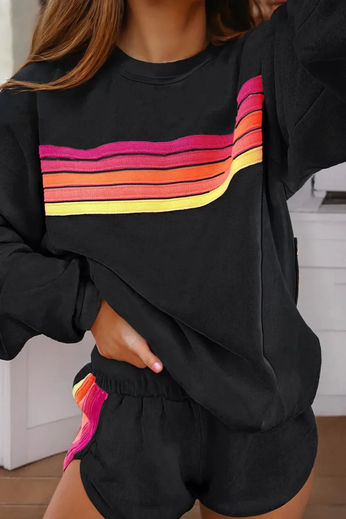Houston Color Stripe Sweat Set