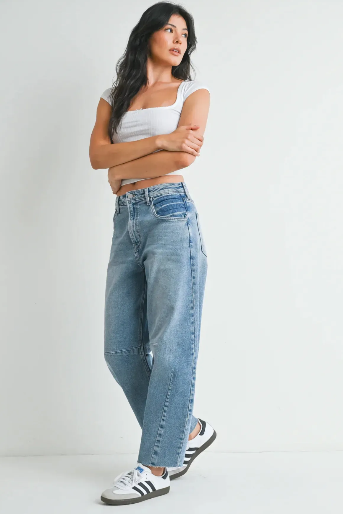 Just Black Denim Seamed Barrel Jeans