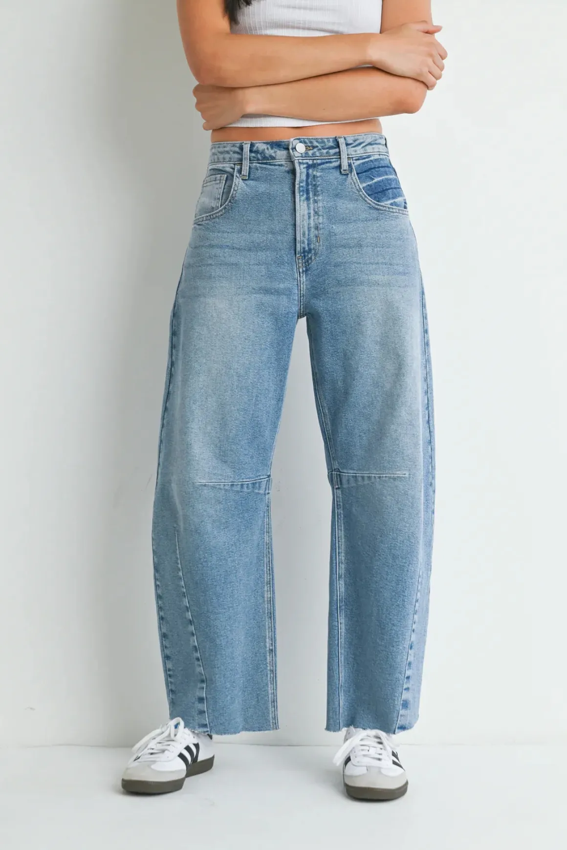 Just Black Denim Seamed Barrel Jeans
