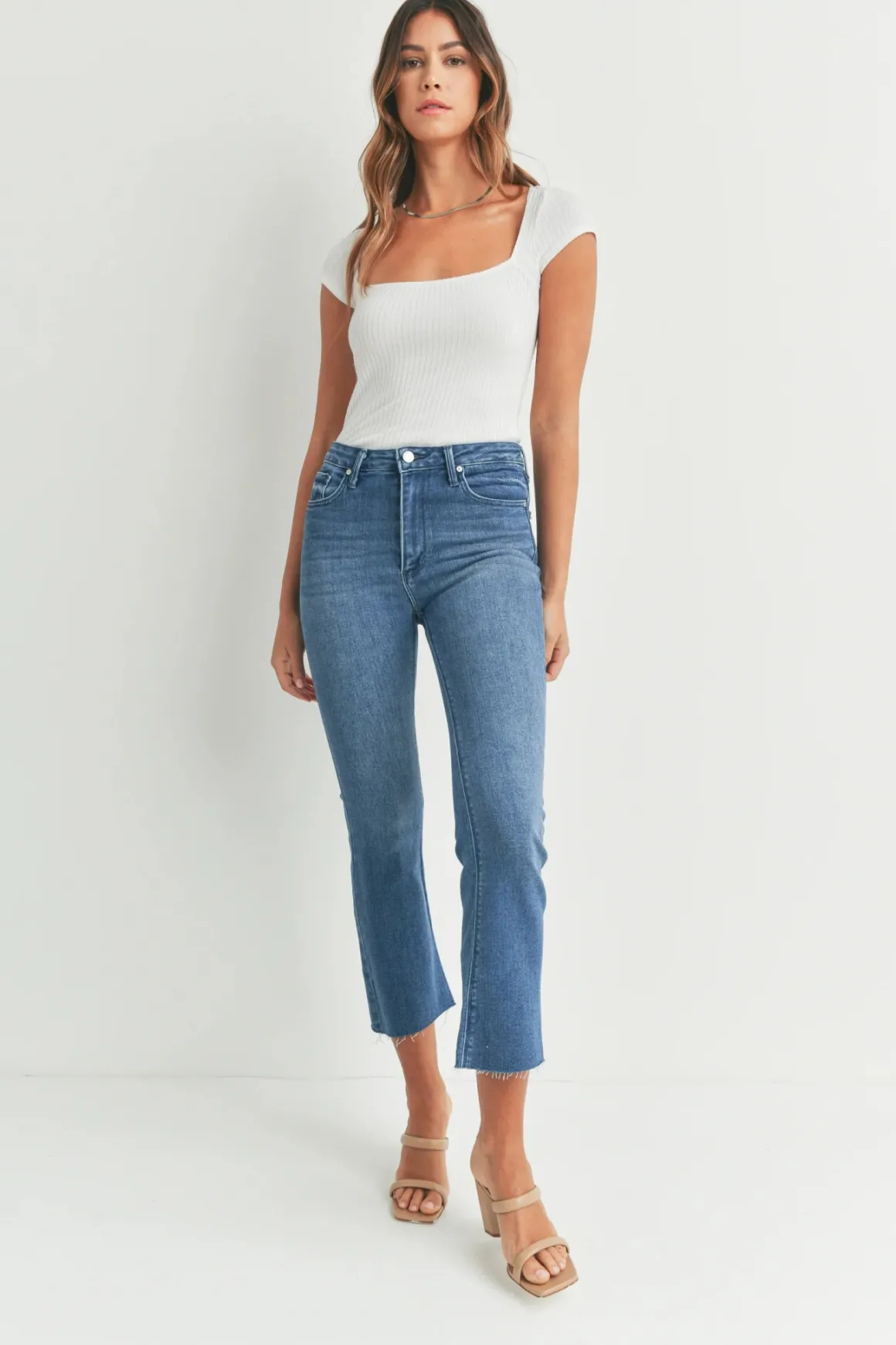 Just Black Denim Tonal Crop Flare Jeans