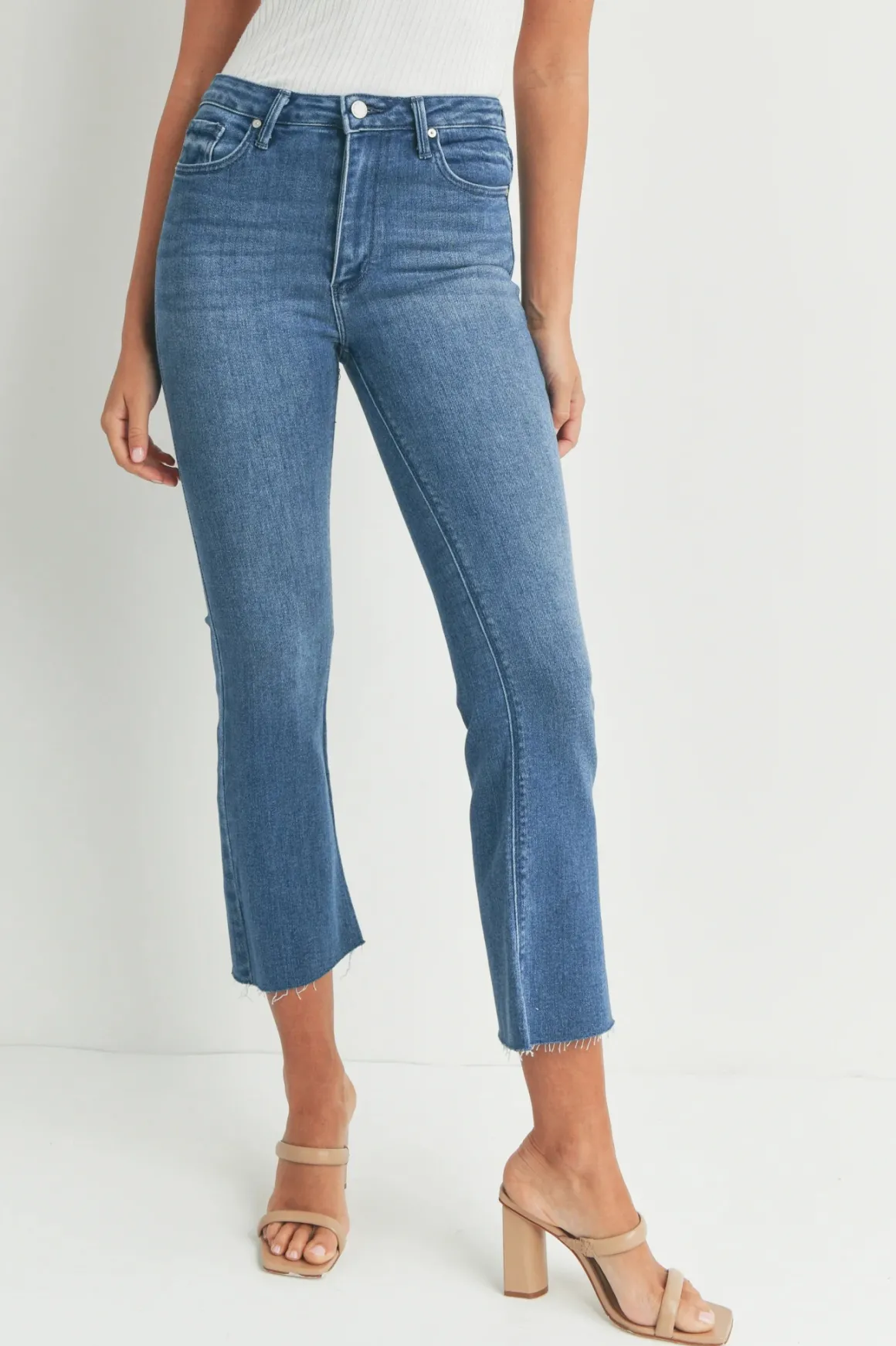 Just Black Denim Tonal Crop Flare Jeans
