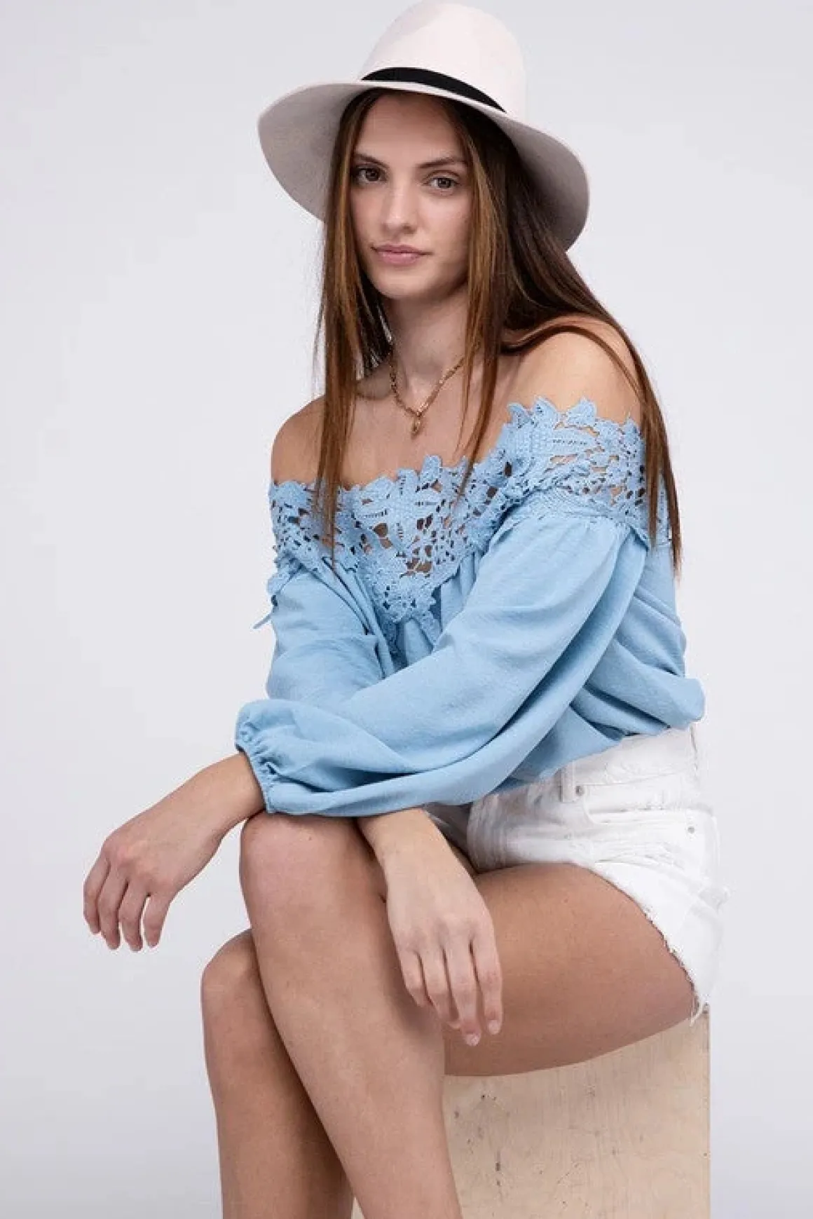 Lace Patchwork off-Shoulder Blouse *Online Only*