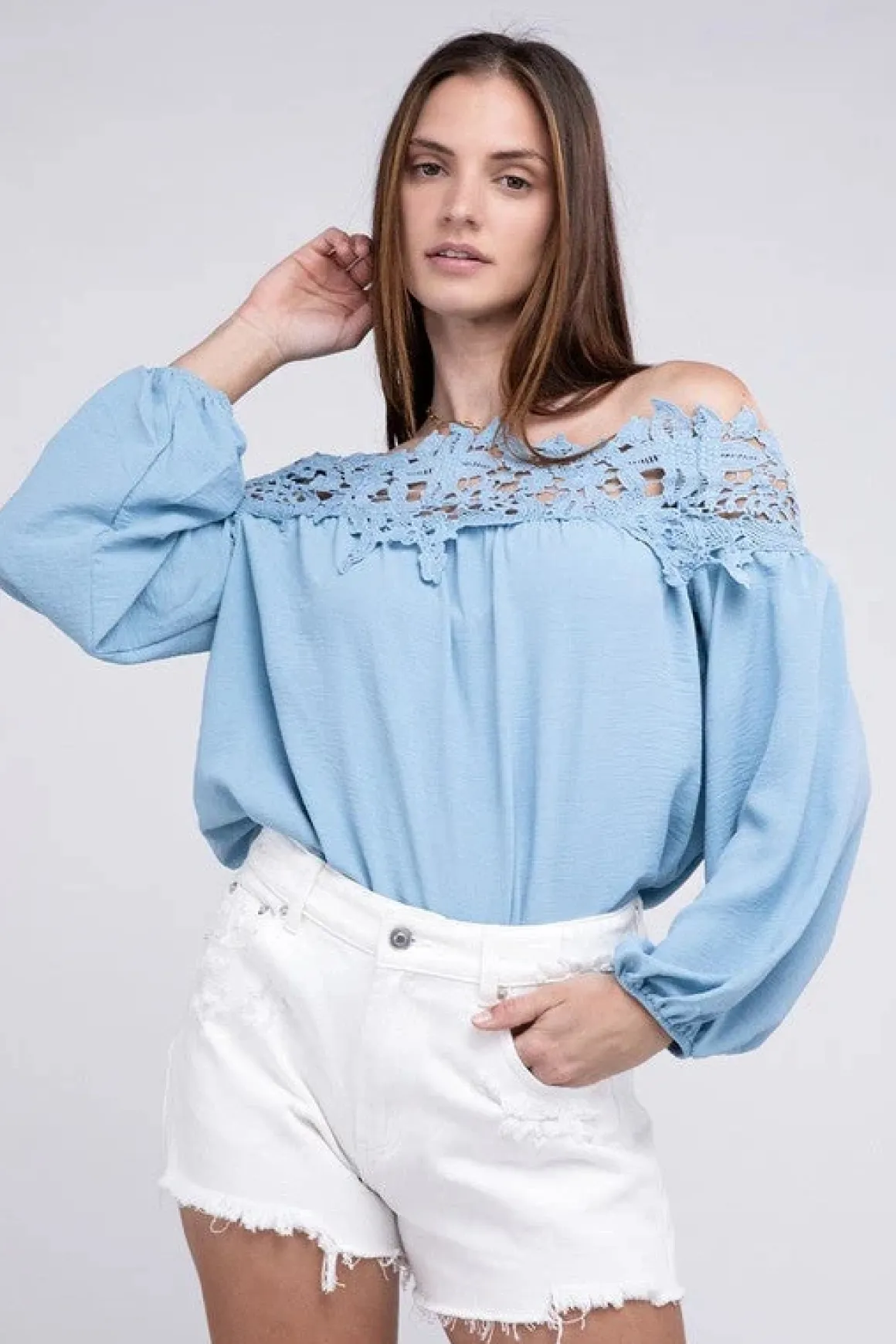 Lace Patchwork off-Shoulder Blouse *Online Only*