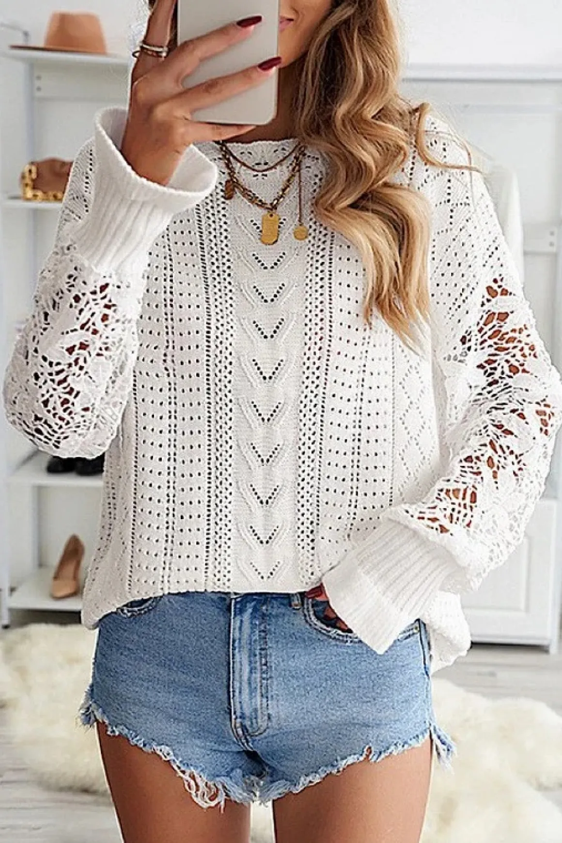 Lacy Knit Sweater Top *Online Only*