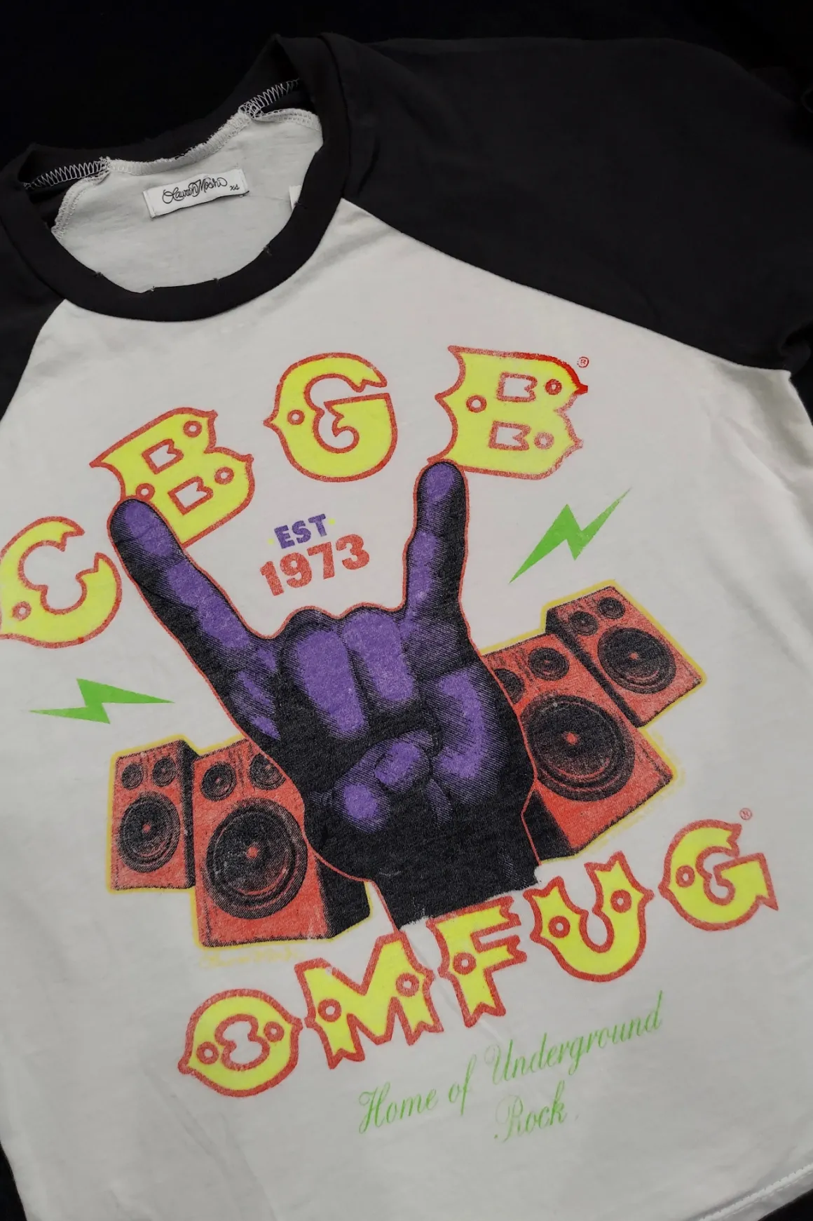 Lauren Moshi CBGB Rock Hand Cropped Tee