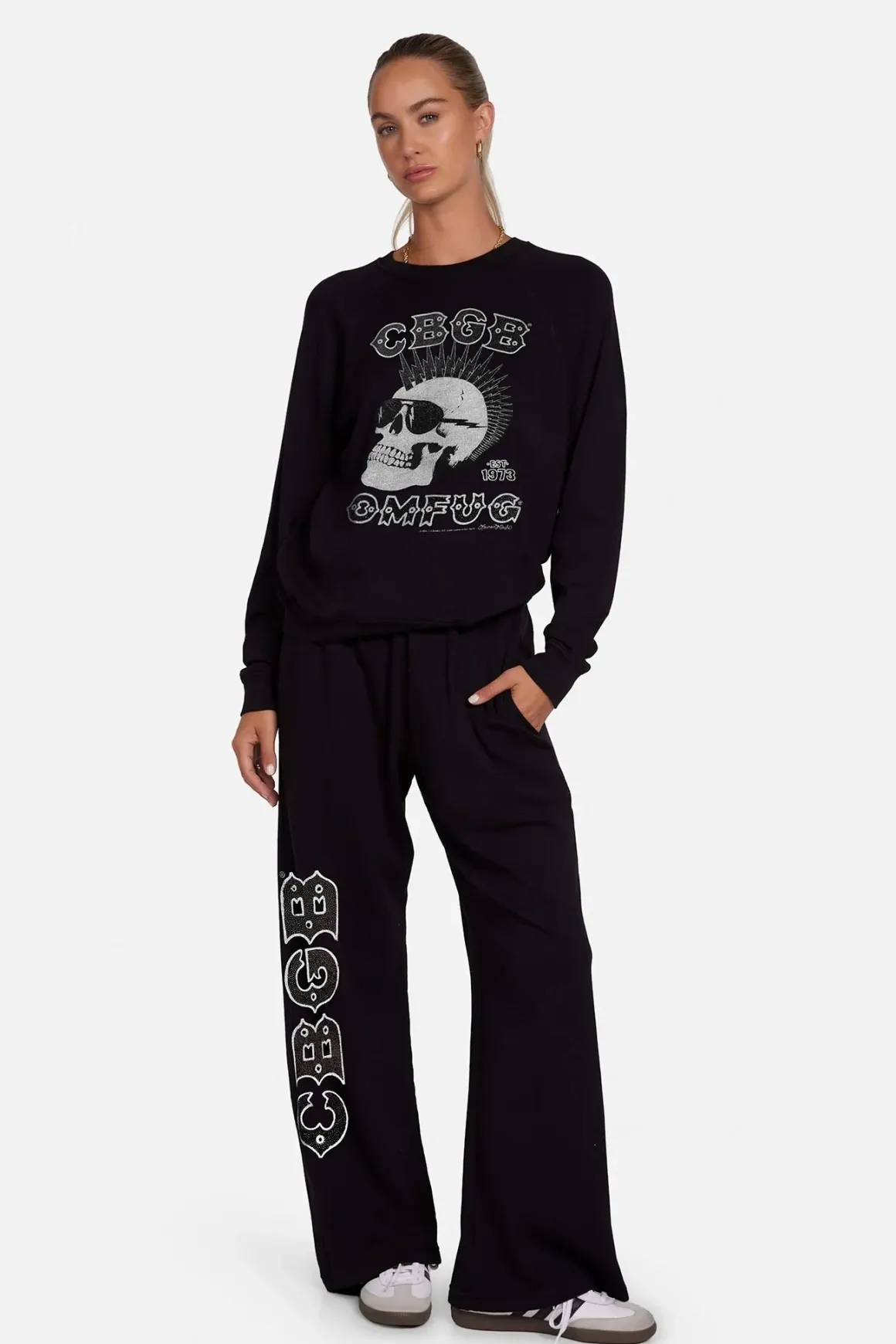 Lauren Moshi Juvia CBGB Crystal Skull Pants