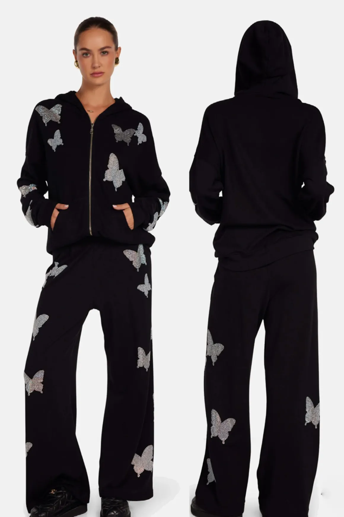 Lauren Moshi Martina Crystal Butterfly Sweatpants