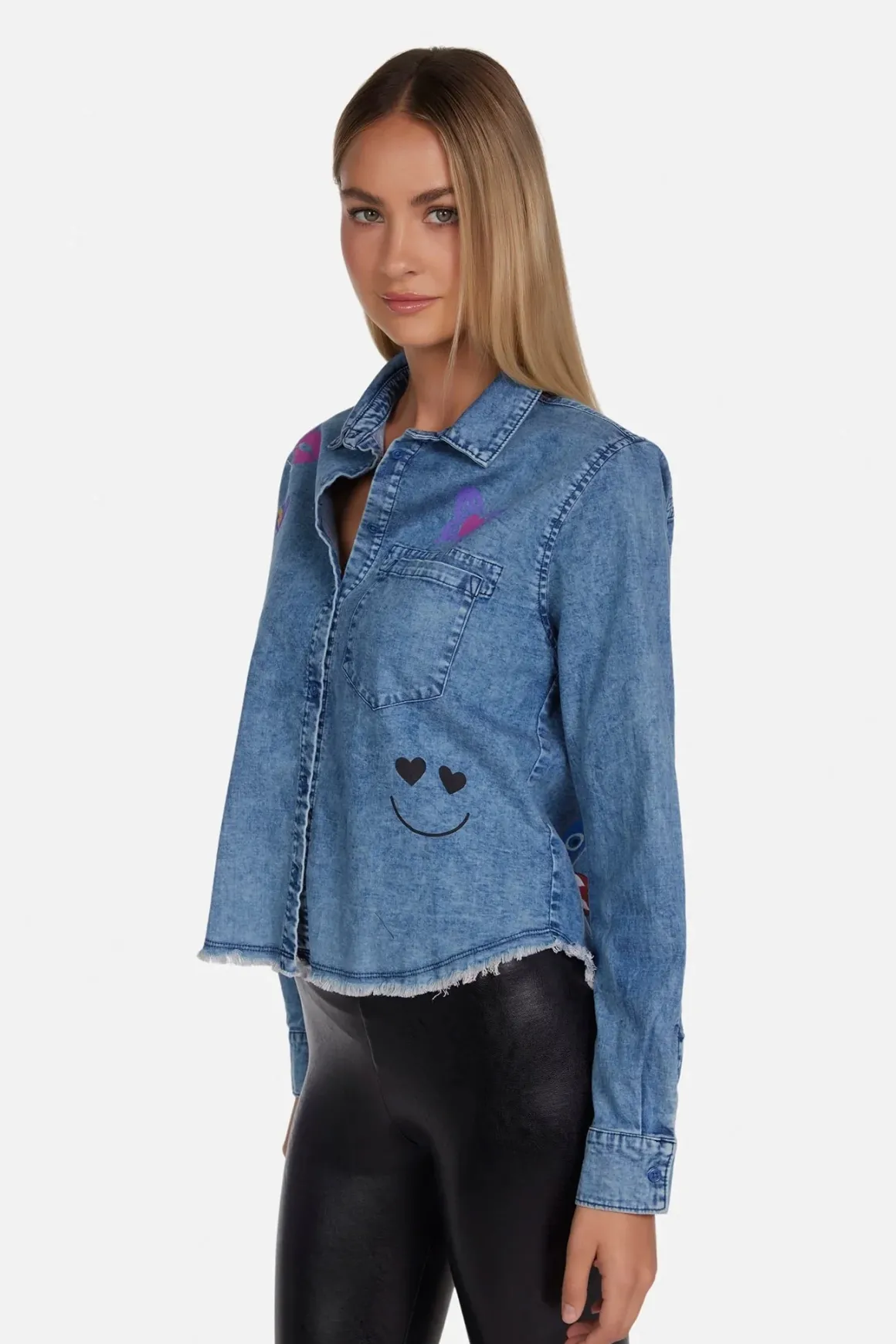 Lauren Moshi Saba Love Collage Button Down