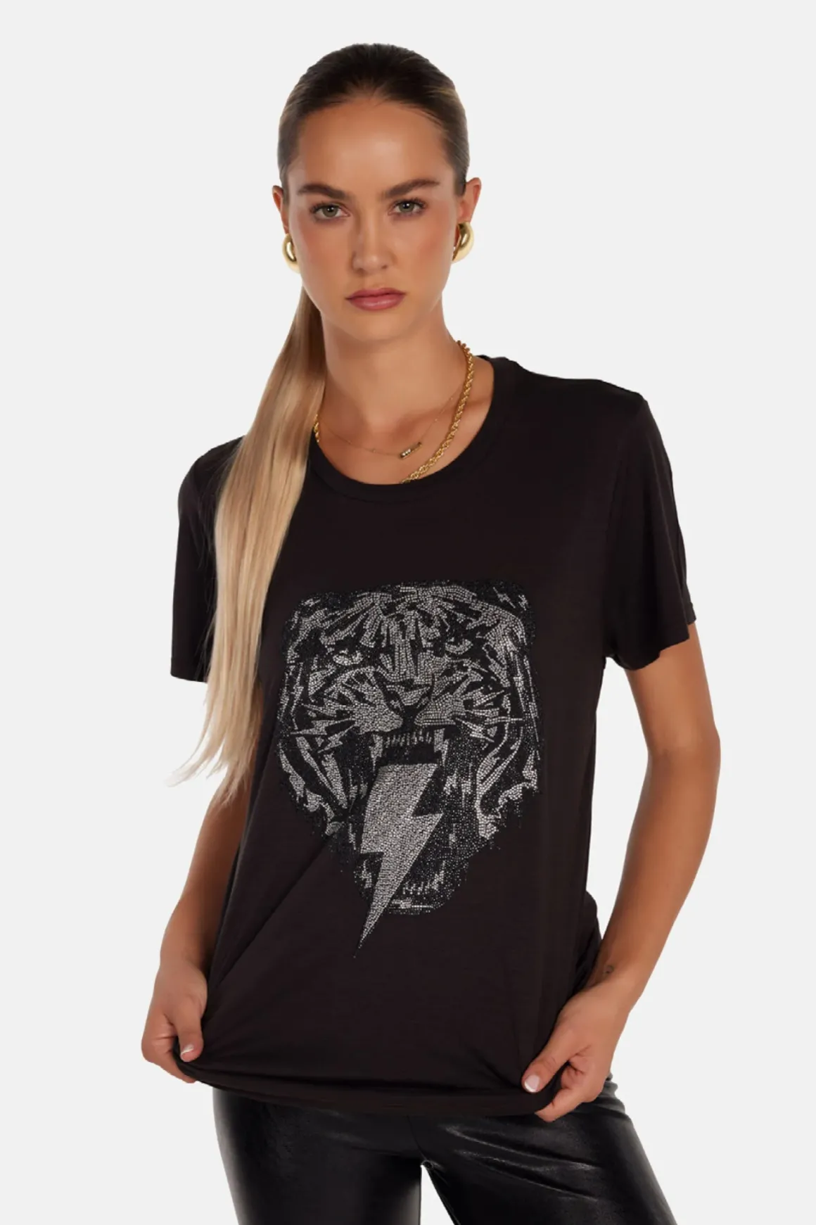 Lauren Moshi Studded Lightning Tiger Tee