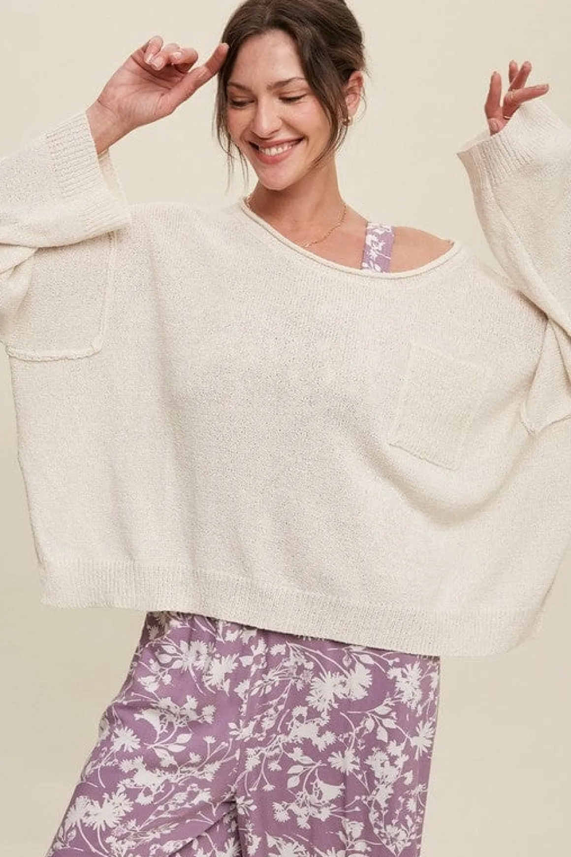 Light Weight Wide Neck Crop Pullover Knit Sweater *Online Only*