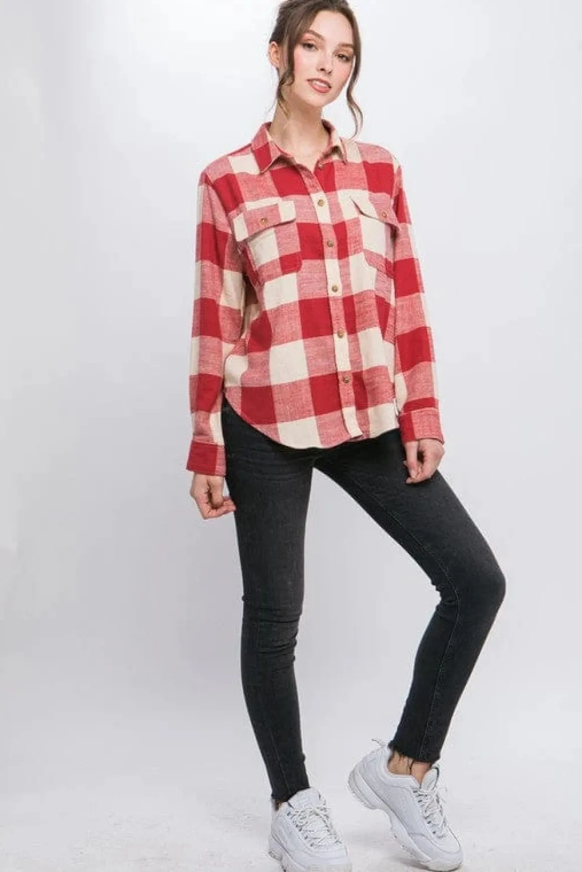 Lightweight Plaid Button Down Top *Online Only*