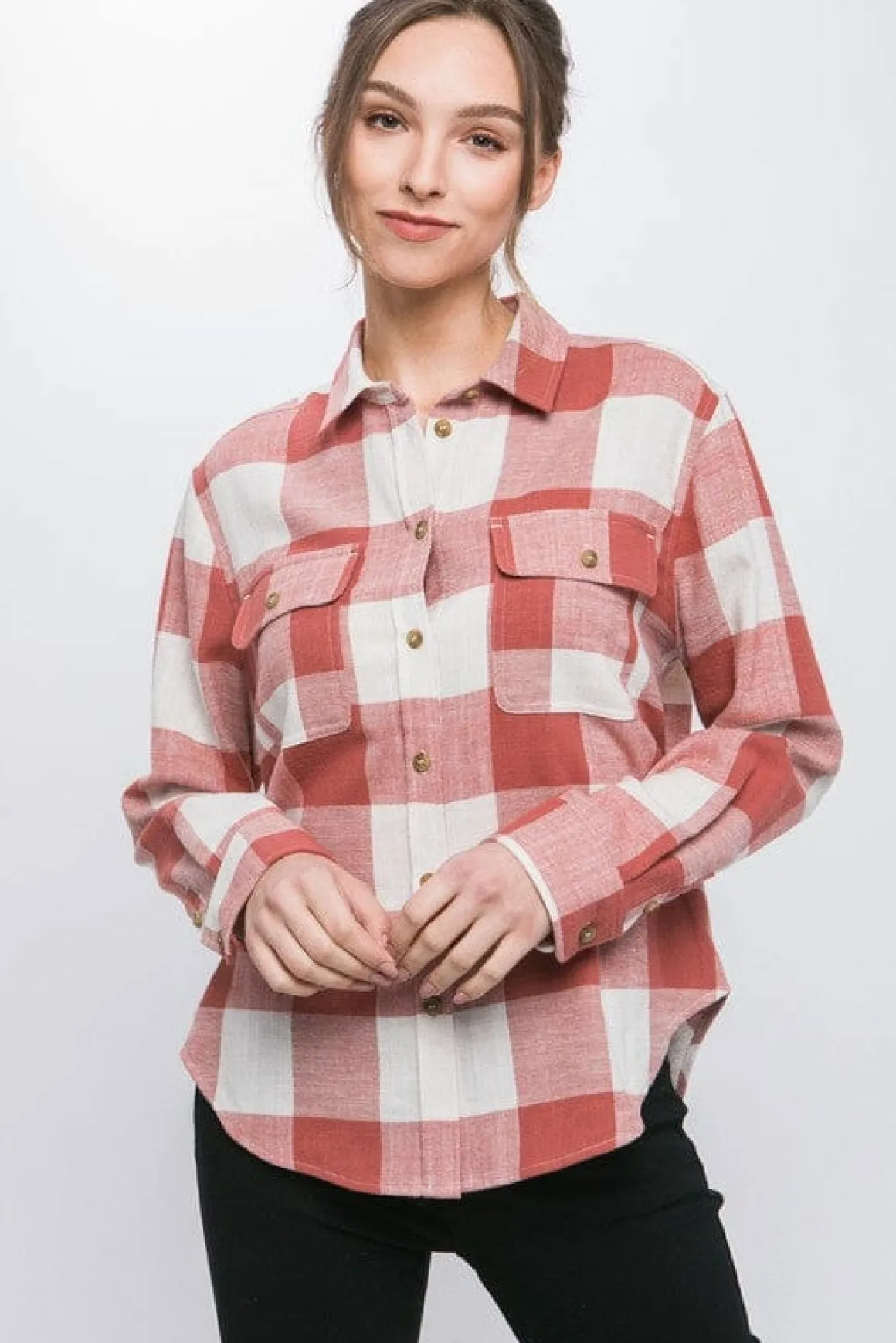 lightweight_plaid_button__7.webp Lightweight Plaid Button Down Top *Online Only*