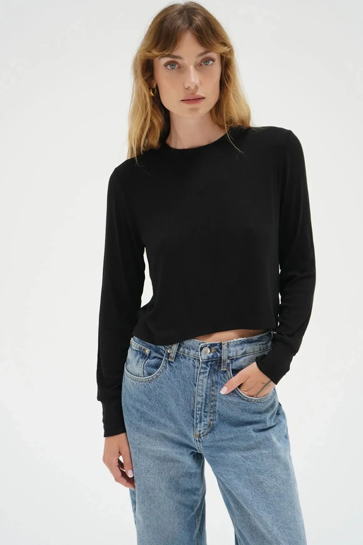 LNA Long Sleeve Ribbed Crew Tee