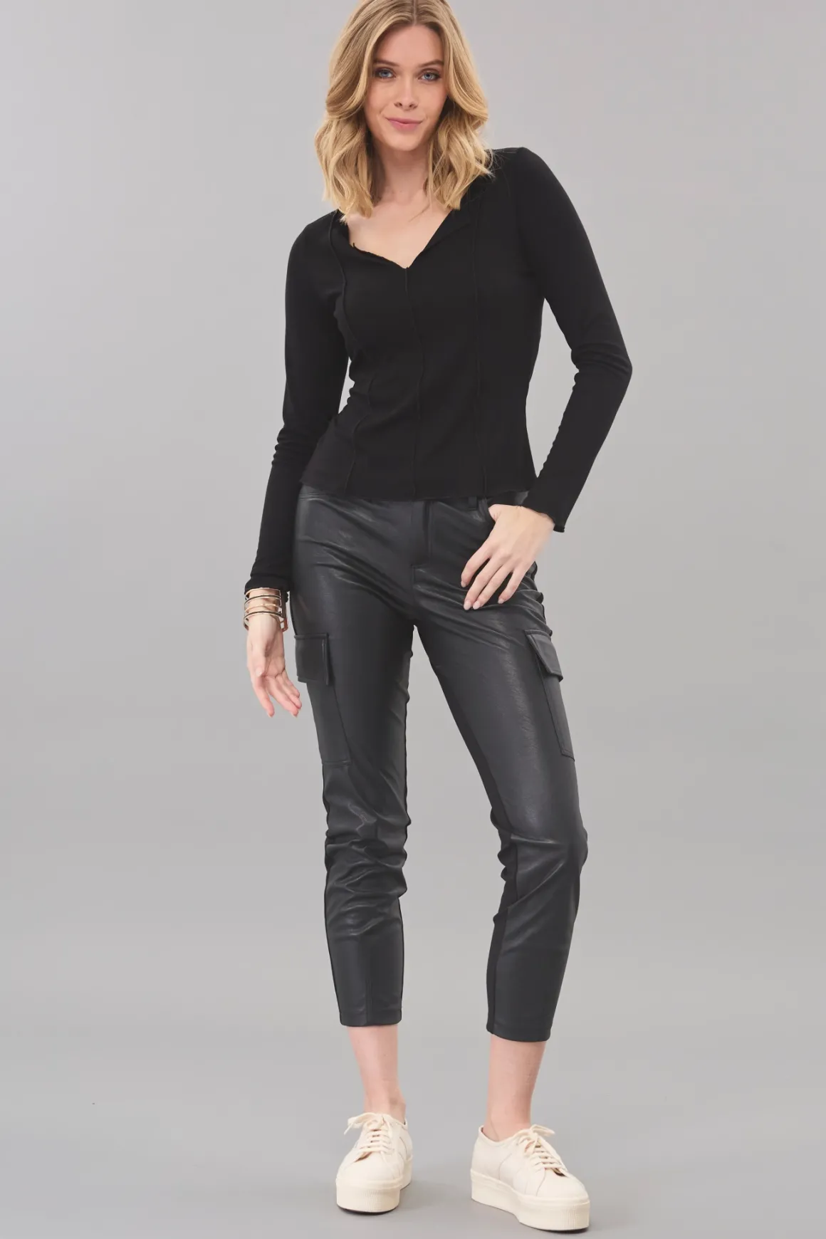 Lola & Sophie Exposed Seam Long Sleeve Top