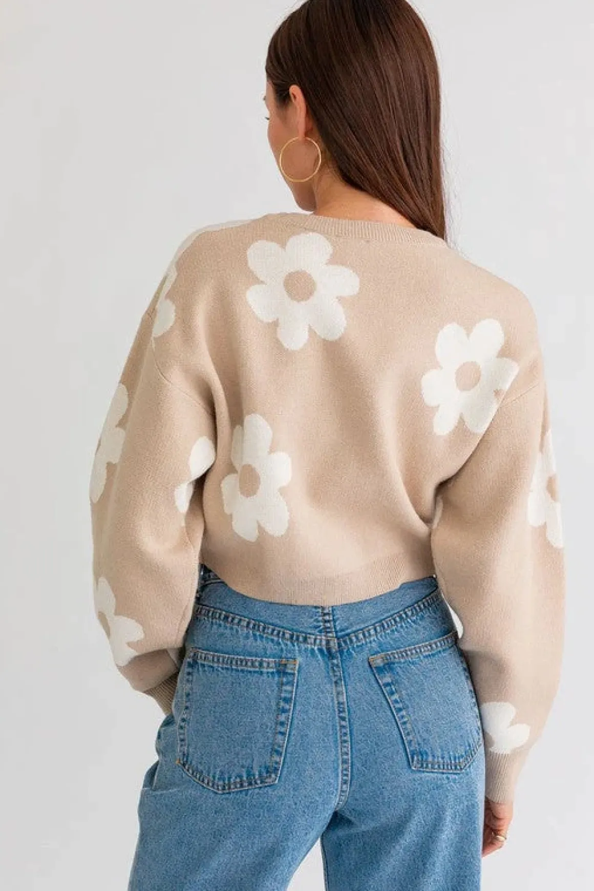 long_sleeve_crop_sweater__11.webp Long Sleeve Crop Sweater with Daisy Pattern * Online Only*