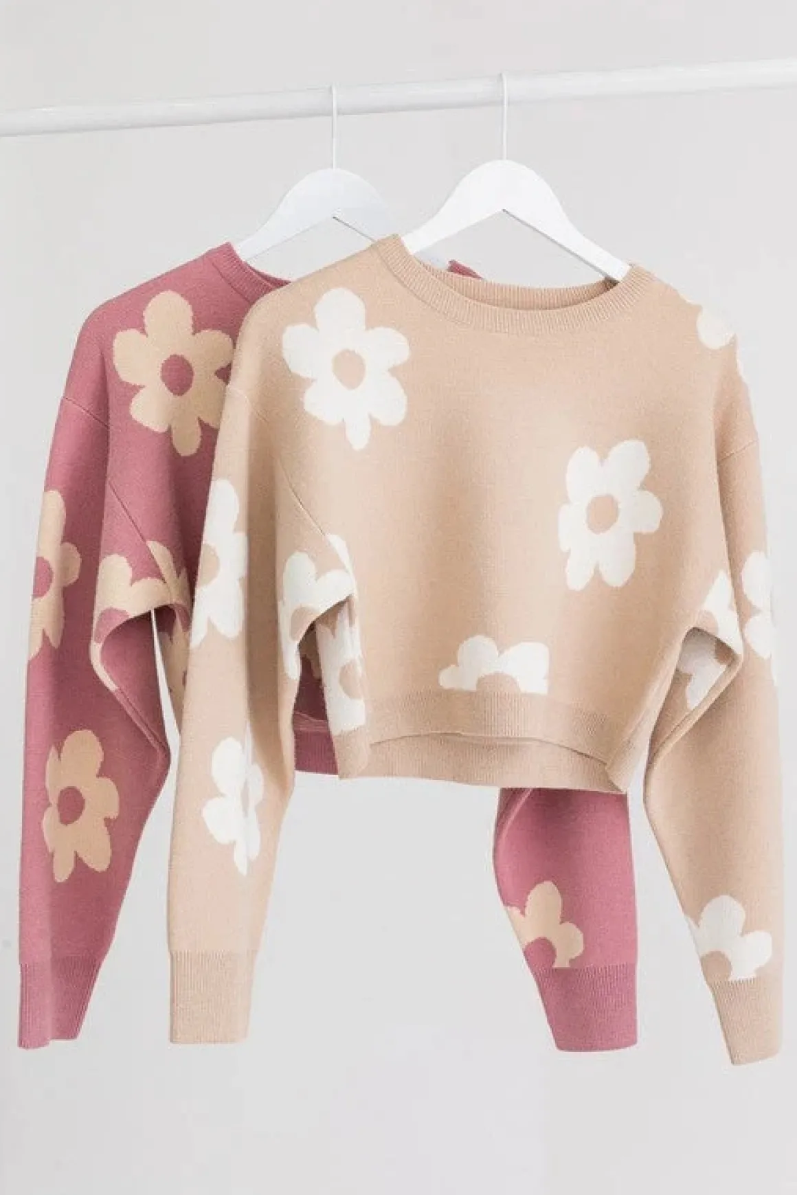 long_sleeve_crop_sweater__13.webp Long Sleeve Crop Sweater with Daisy Pattern * Online Only*