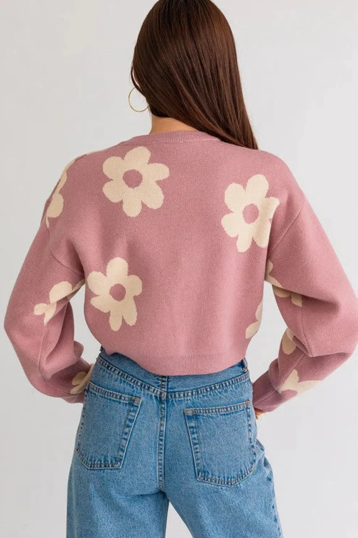 long_sleeve_crop_sweater__2.webp Long Sleeve Crop Sweater with Daisy Pattern * Online Only*