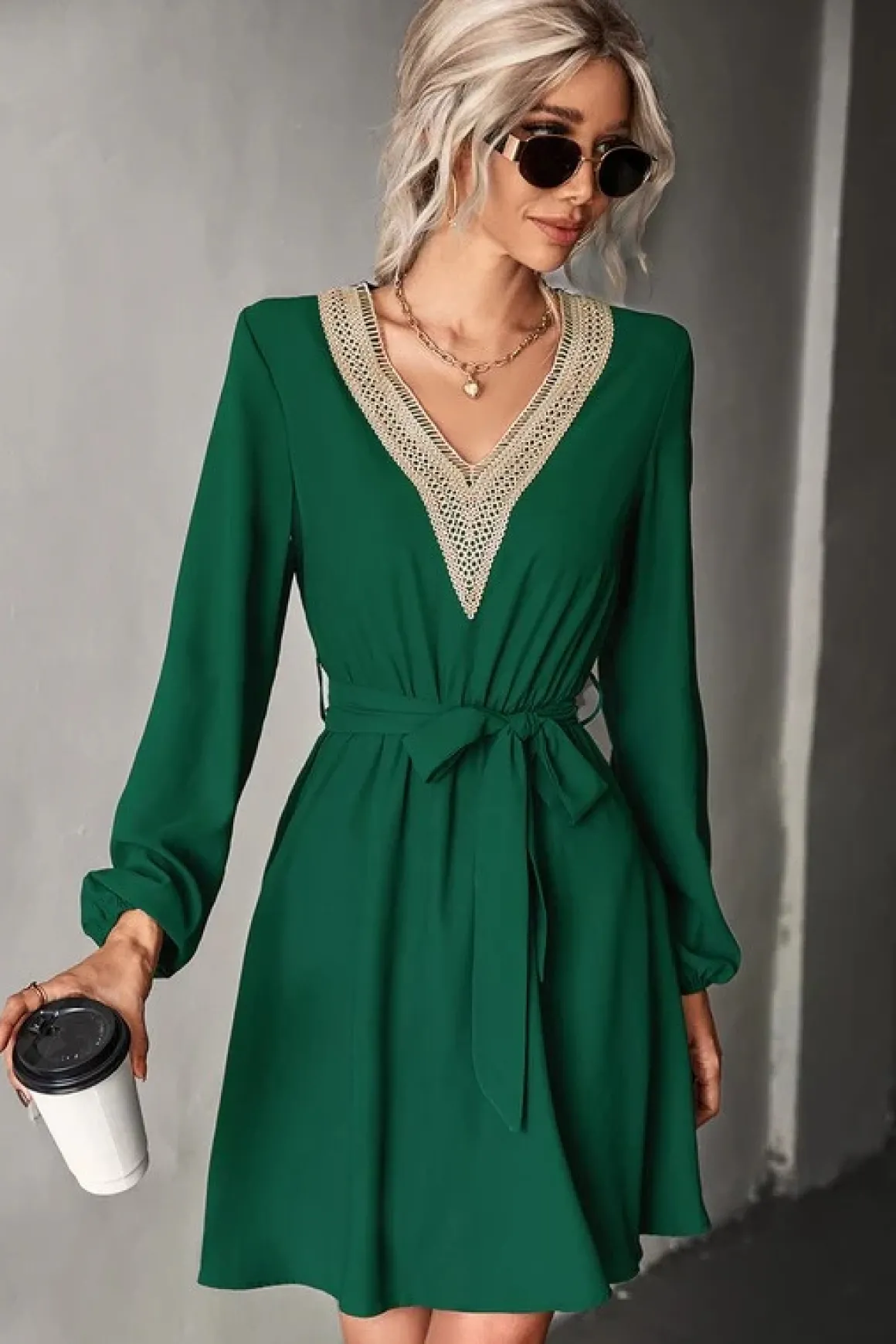Long Sleeve V-Neck Dress *Online Only*