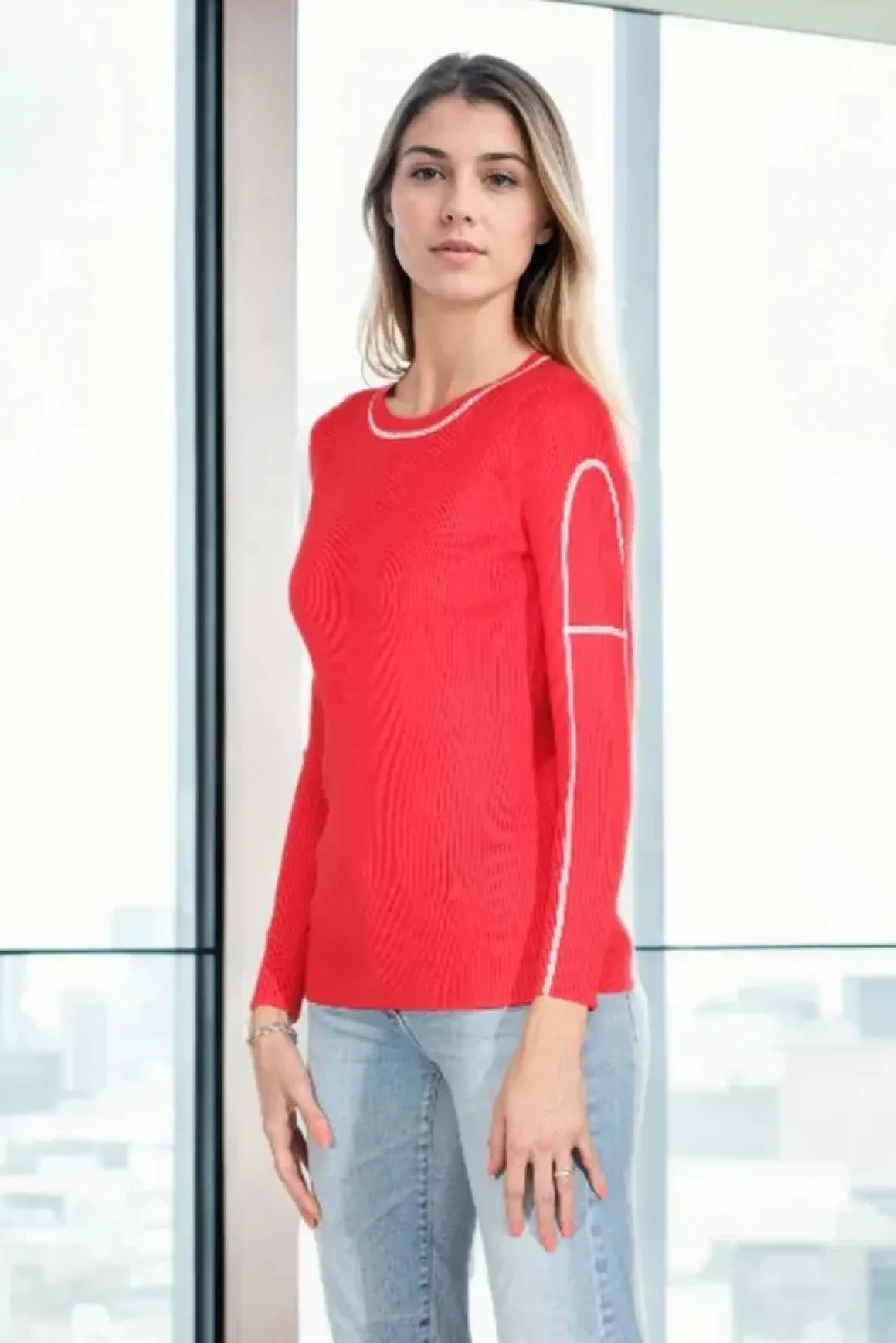 Lonnys Contrast Stitch Scoopneck Shirt