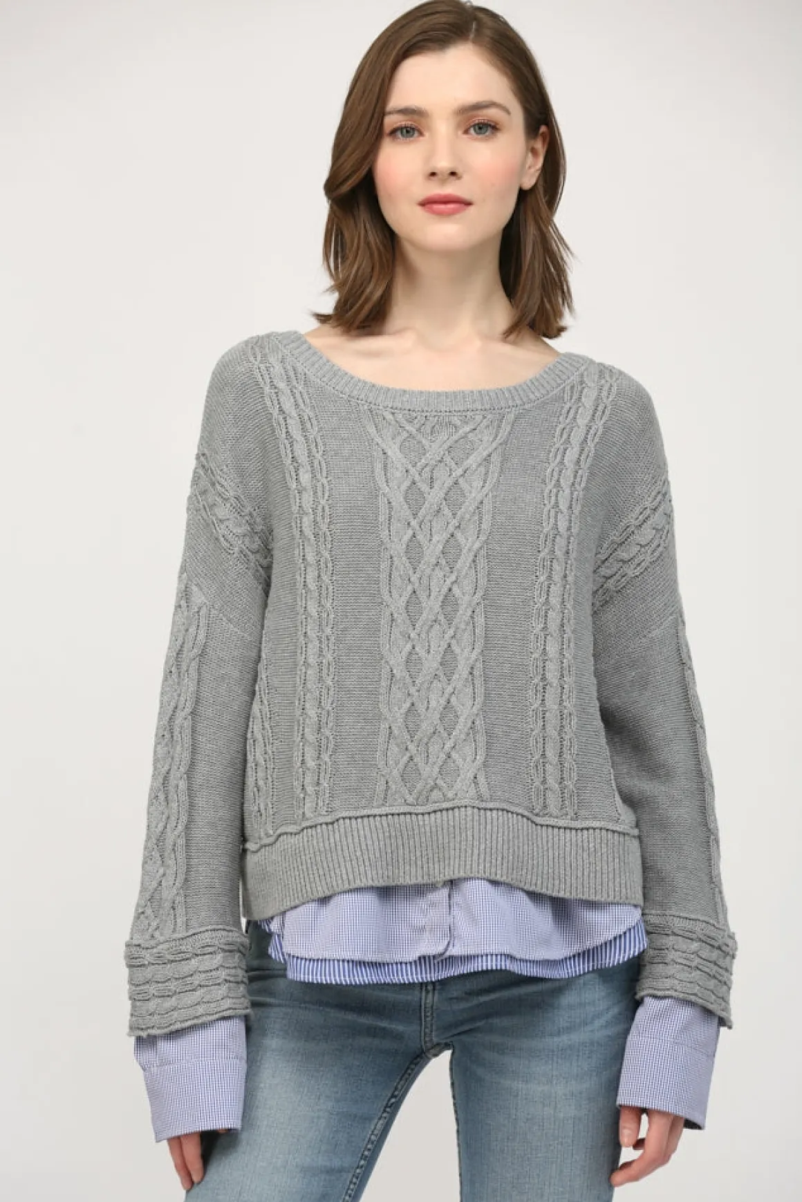Love & Revenge Illusion Cable Knit Sweater