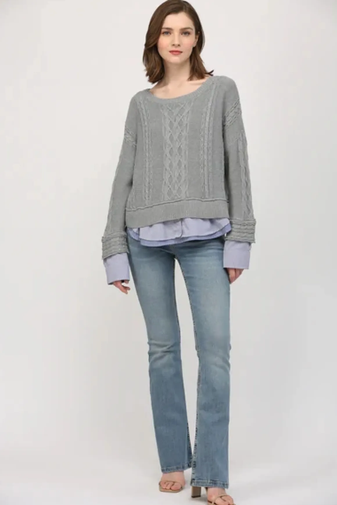 Love & Revenge Illusion Cable Knit Sweater
