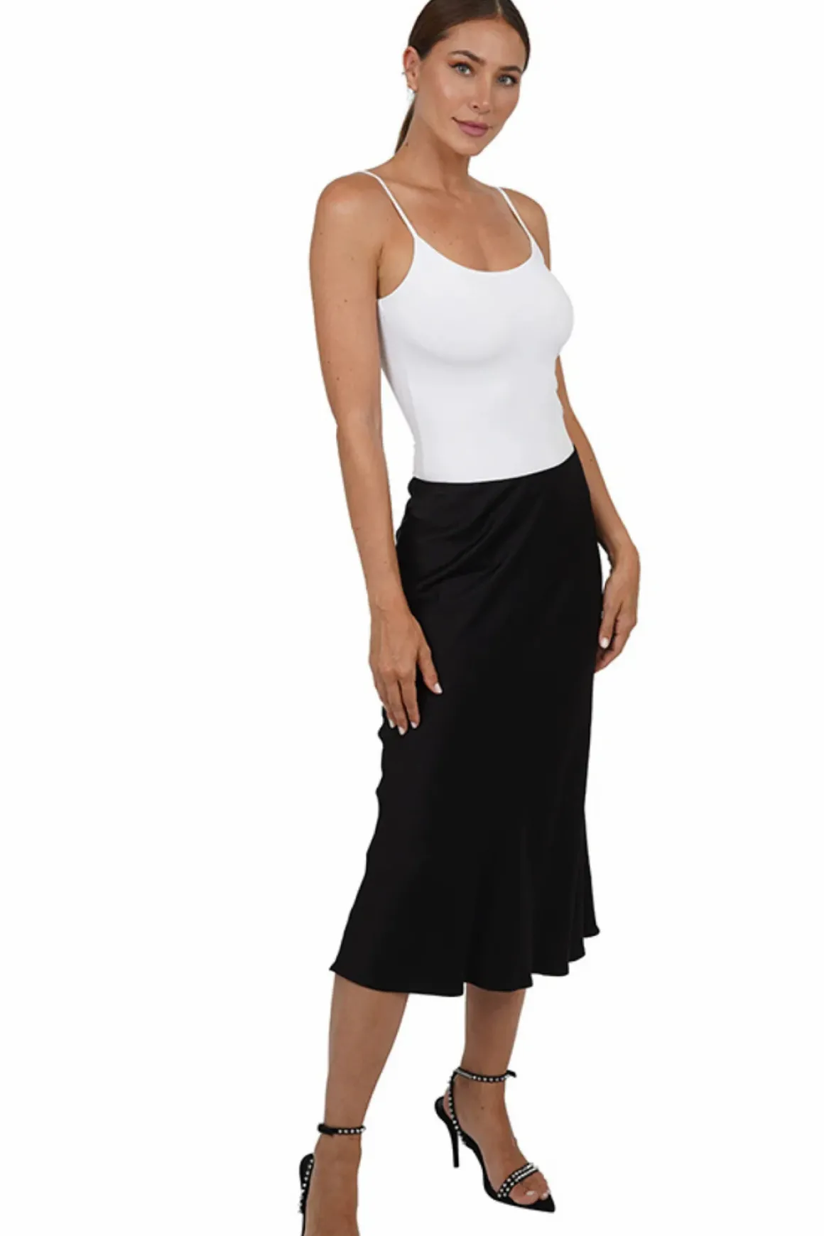 Love Token Satin Midi Skirt